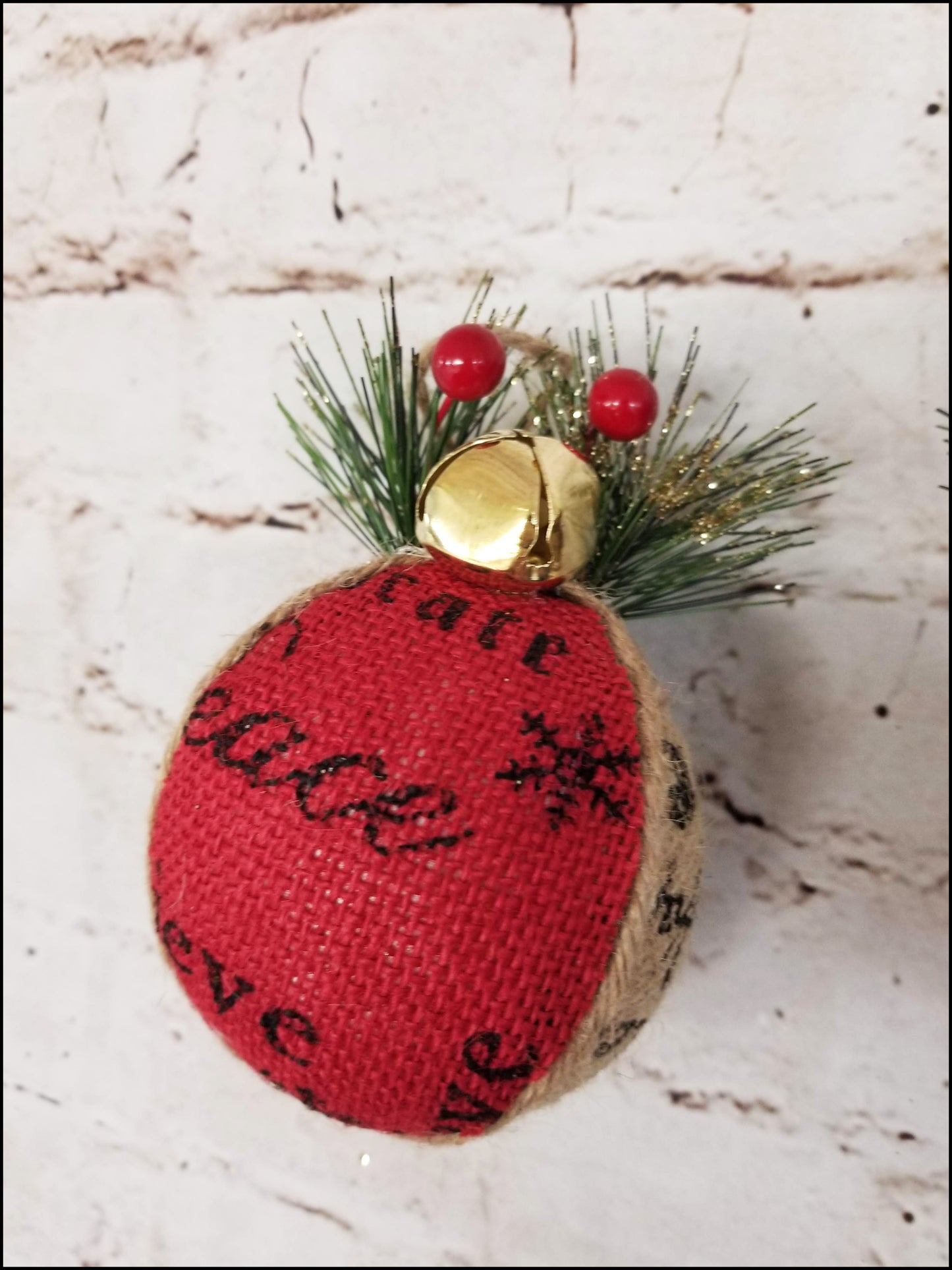 Rustic Burlap Christmas Ornaments | Set of 4 - Designer DIY