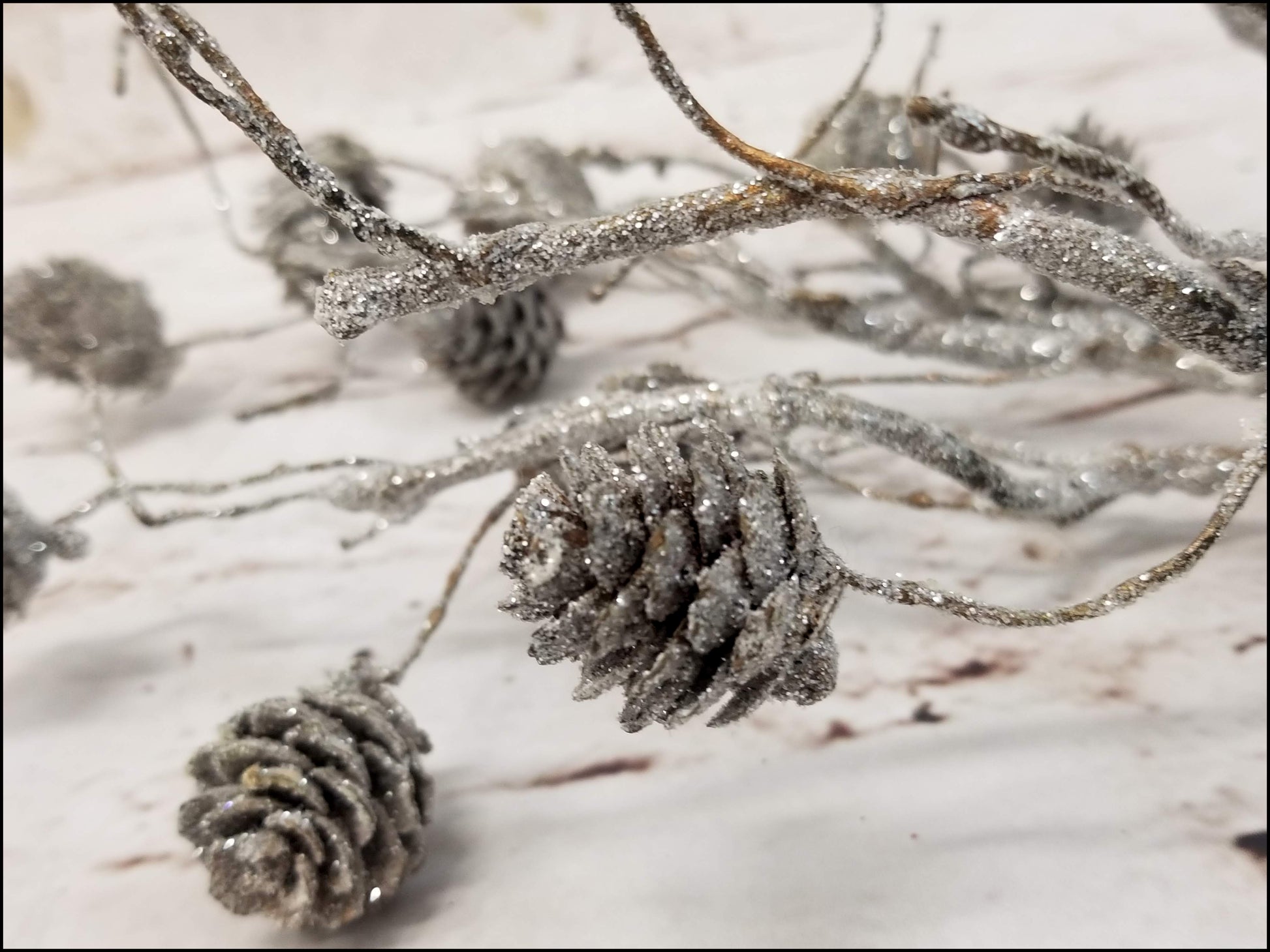 Mini Pine Cone Pick | Silver Glitter - Designer DIY