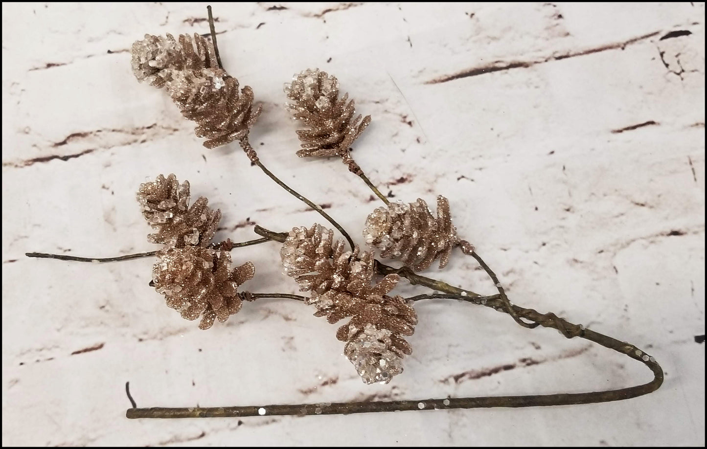 Glitter Pine Cone Pick | Champagne Gold - Designer DIY