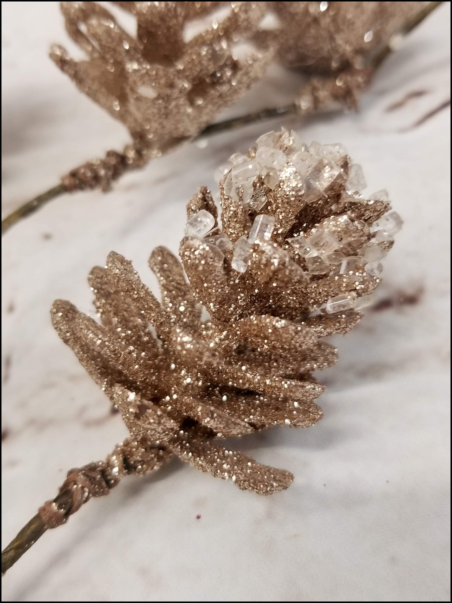 Glitter Pine Cone Pick | Champagne Gold - Designer DIY