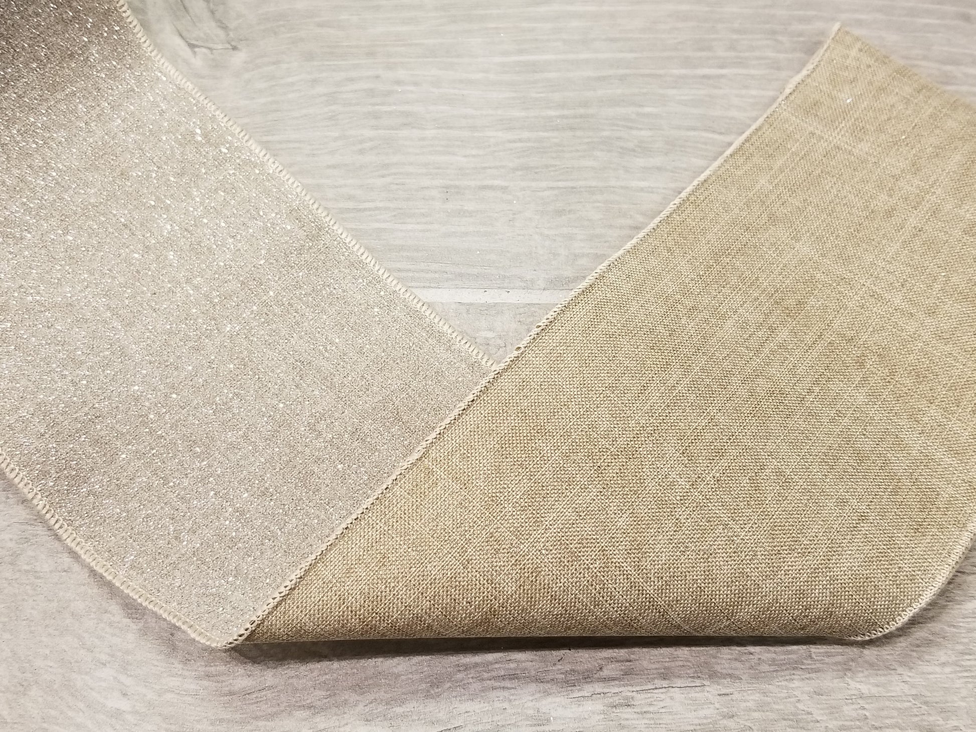 4" Natural Glitter Linen DESIGNER Ribbon - Designer DIY
