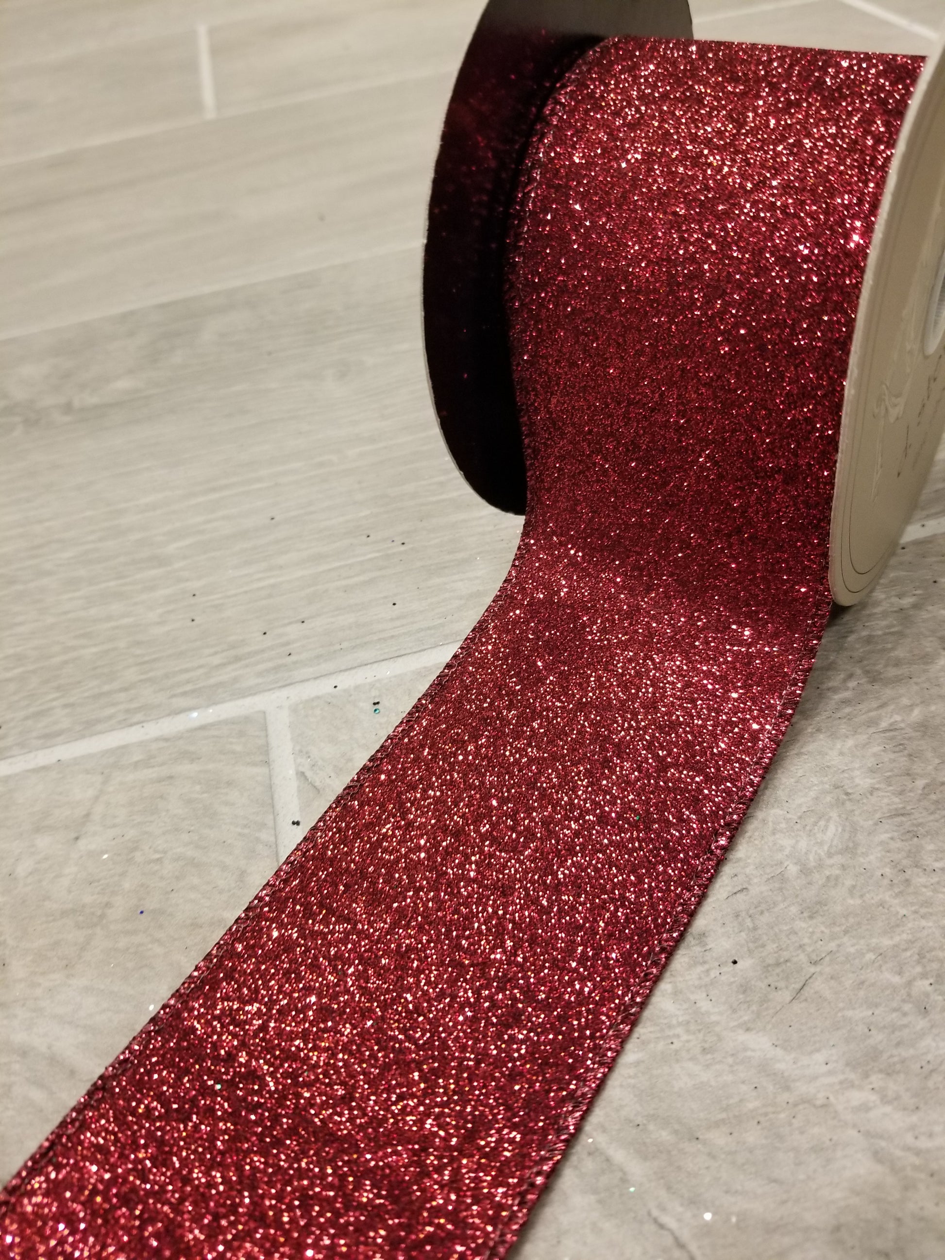 2.5" Burgundy Glitter DESIGNER Ribbon - Designer DIY
