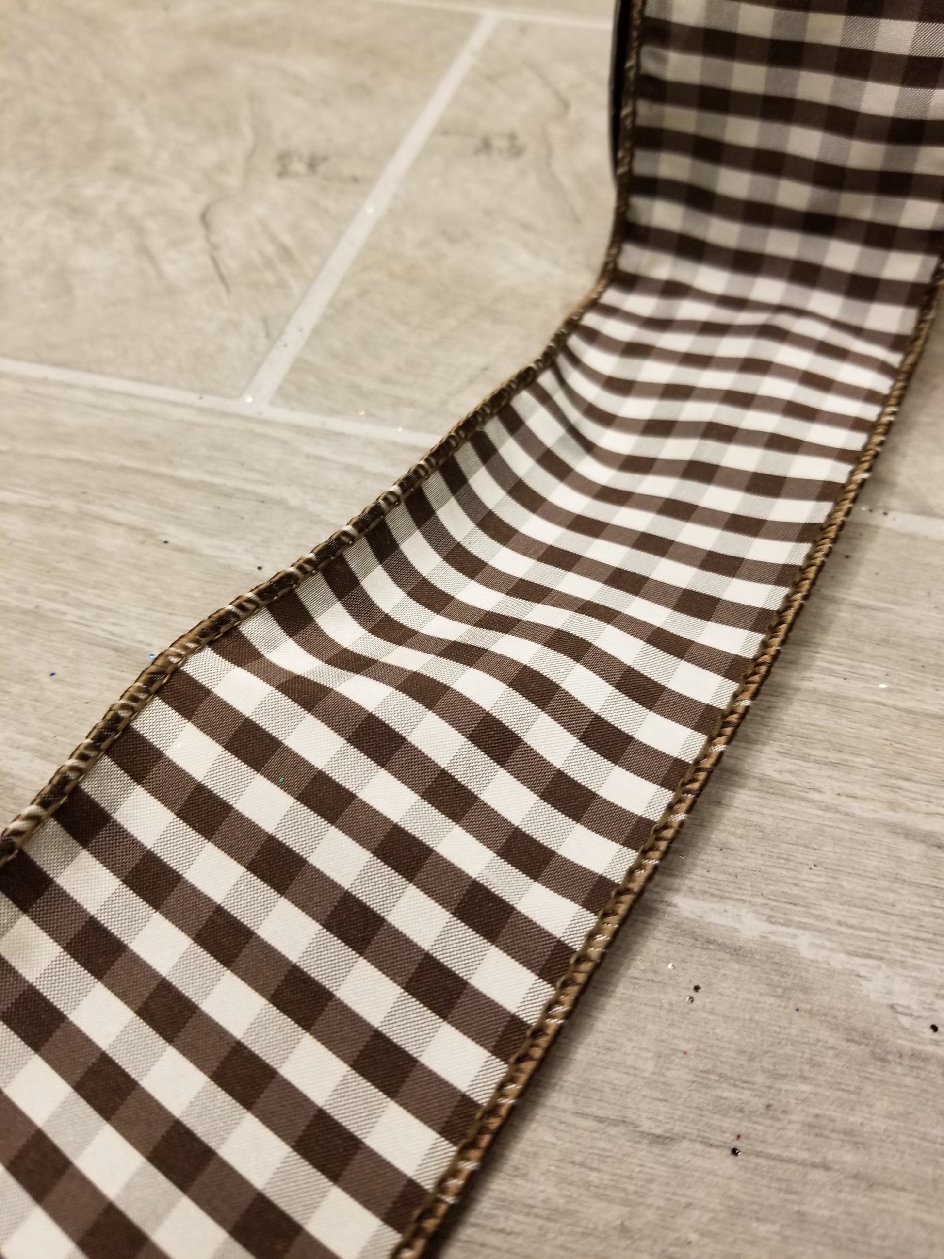 2.5" Brown & White Check DESIGNER Ribbon - Designer DIY
