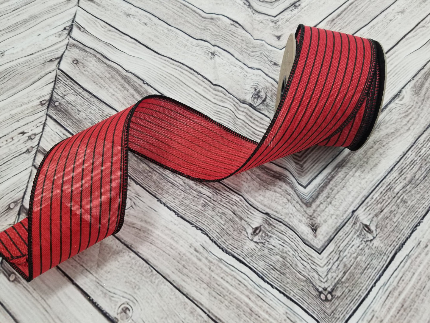 2.5" Red & Black Thin Stripe DESIGNER Ribbon - Designer DIY