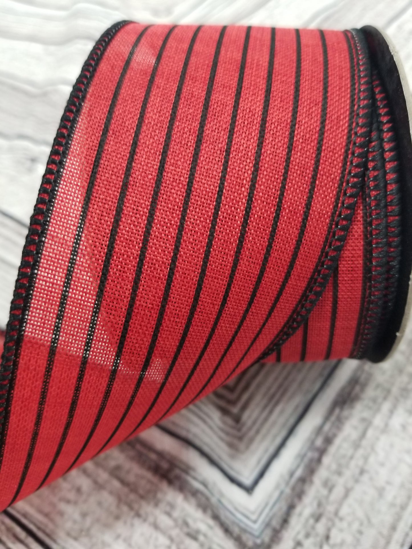 2.5" Red & Black Thin Stripe DESIGNER Ribbon - Designer DIY