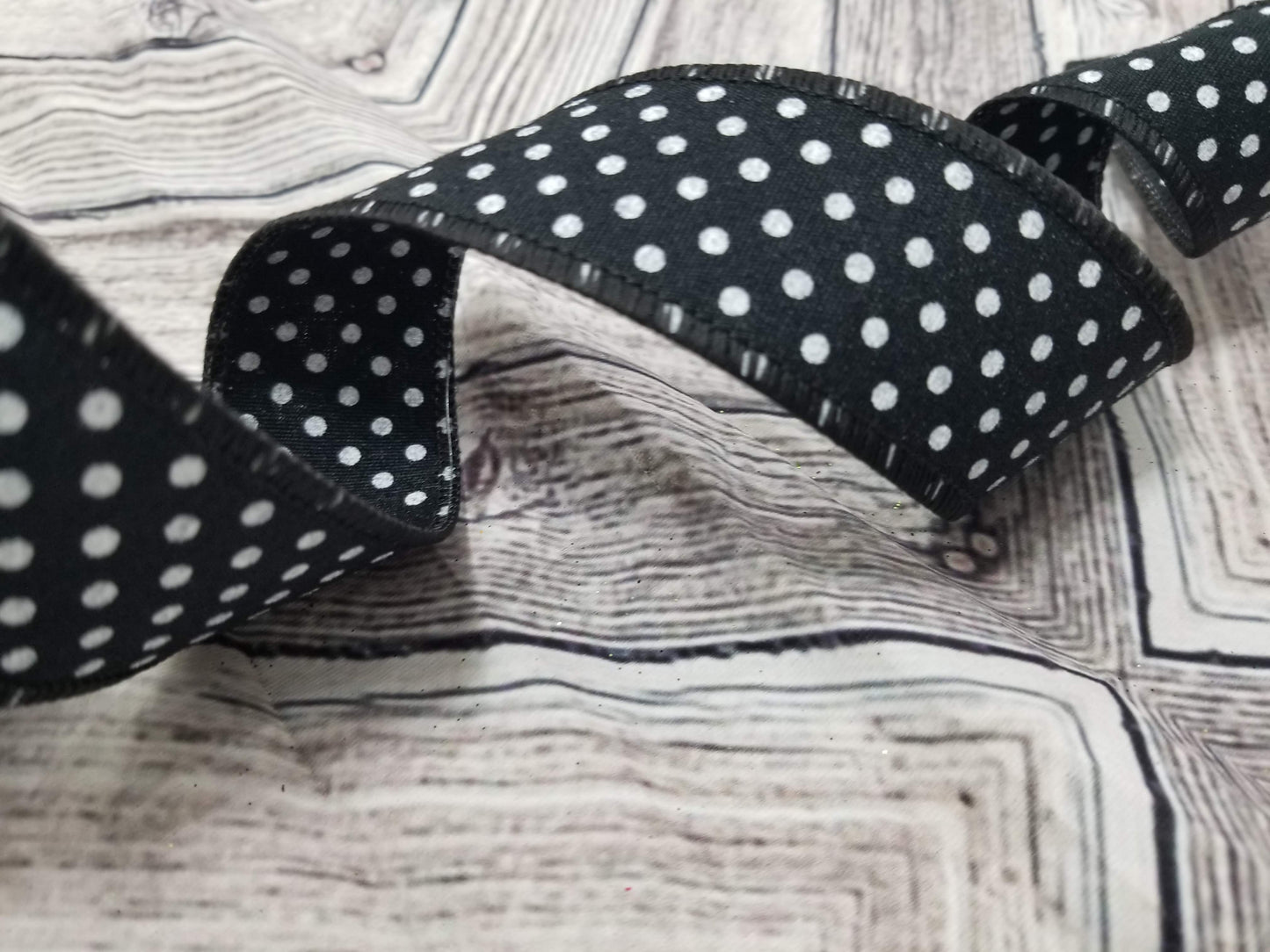 1.5" Black & White Dot Double Sided DESIGNER Ribbon - Designer DIY