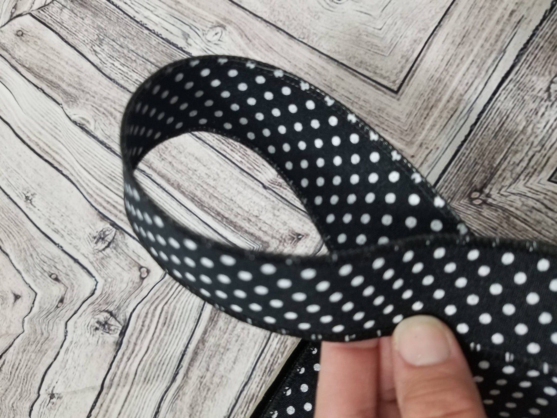 1.5" Black & White Dot Double Sided DESIGNER Ribbon - Designer DIY