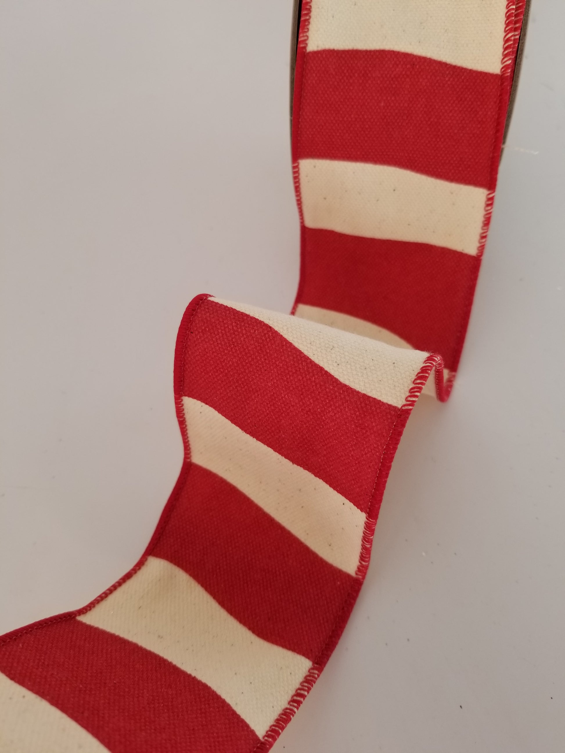 2.5" Red & Cream Wavy Stripe DESIGNER Ribbon - Designer DIY