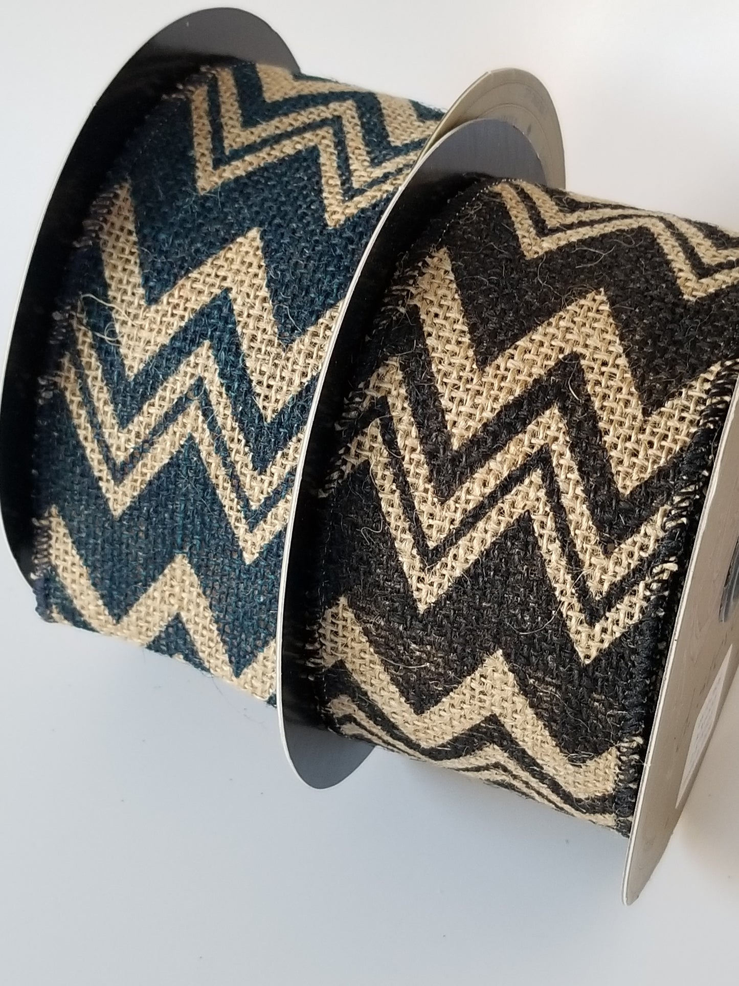 2.5" Navy Blue Chevron Burlap Ribbon - Designer DIY