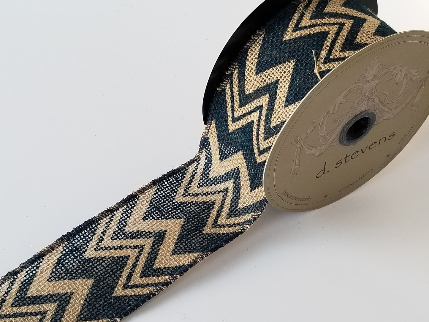 2.5" Navy Blue Chevron Burlap Ribbon - Designer DIY