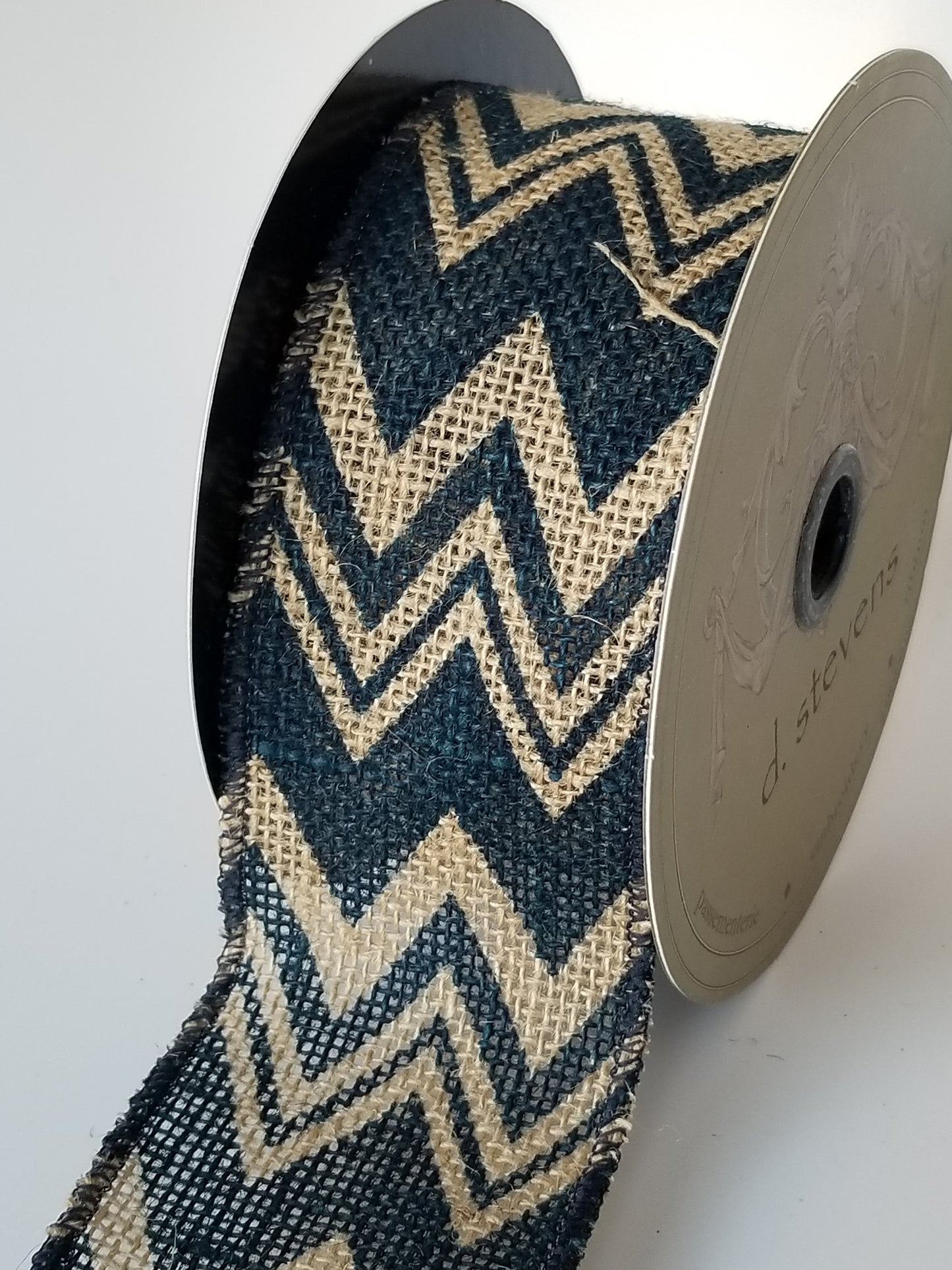 2.5" Navy Blue Chevron Burlap Ribbon - Designer DIY