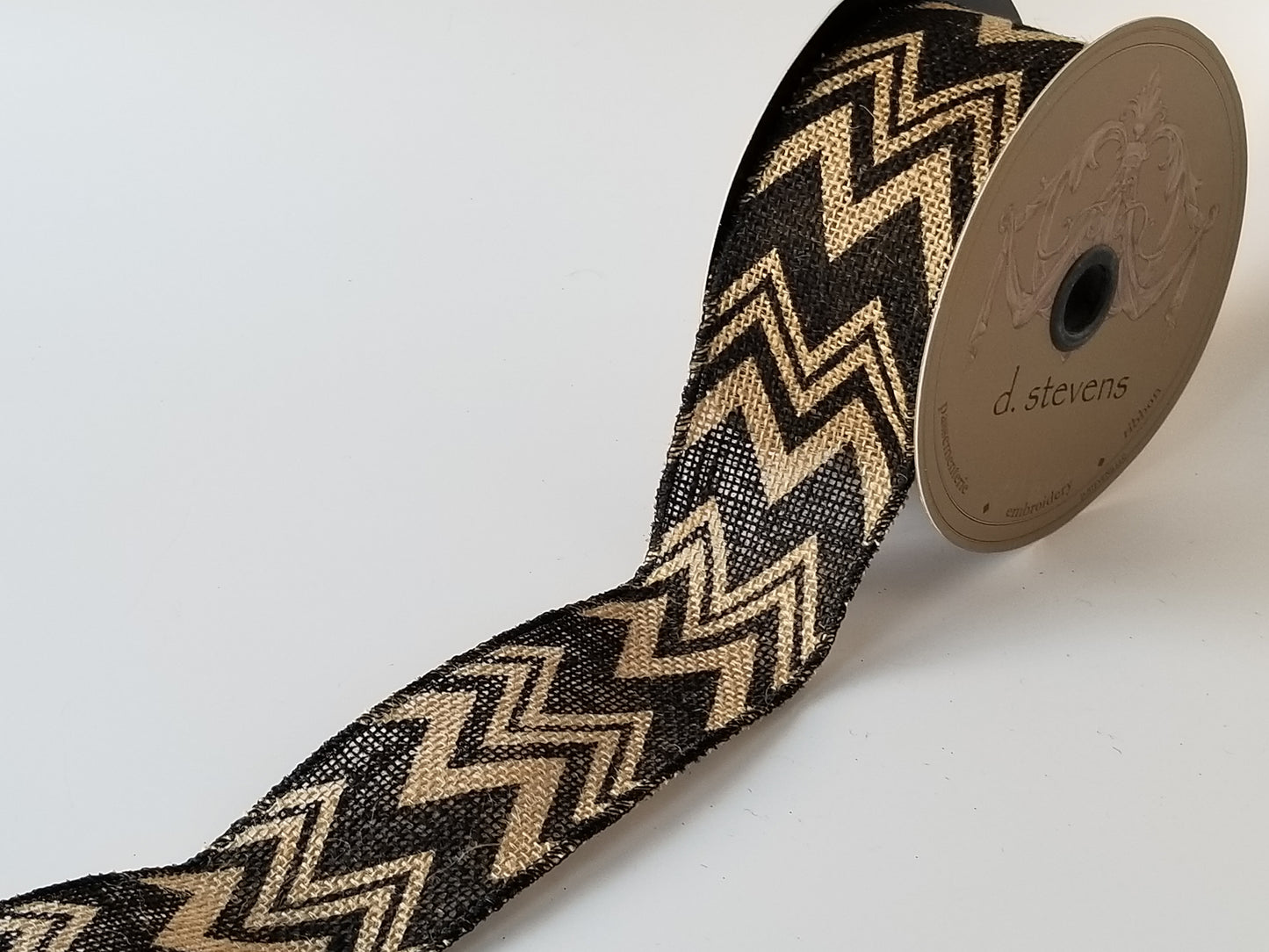 2.5" Black Chevron Burlap Ribbon - Designer DIY