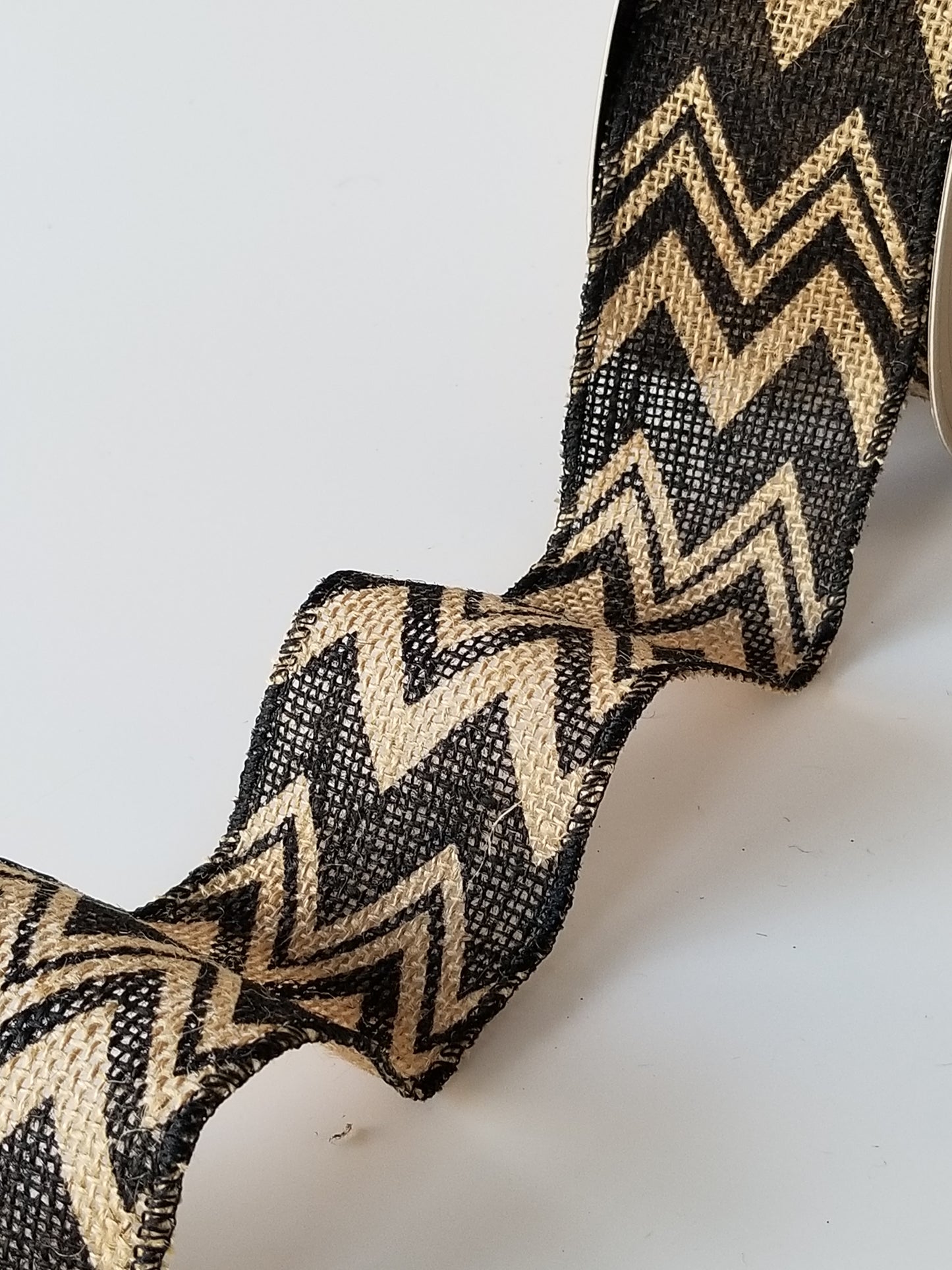 2.5" Black Chevron Burlap Ribbon - Designer DIY