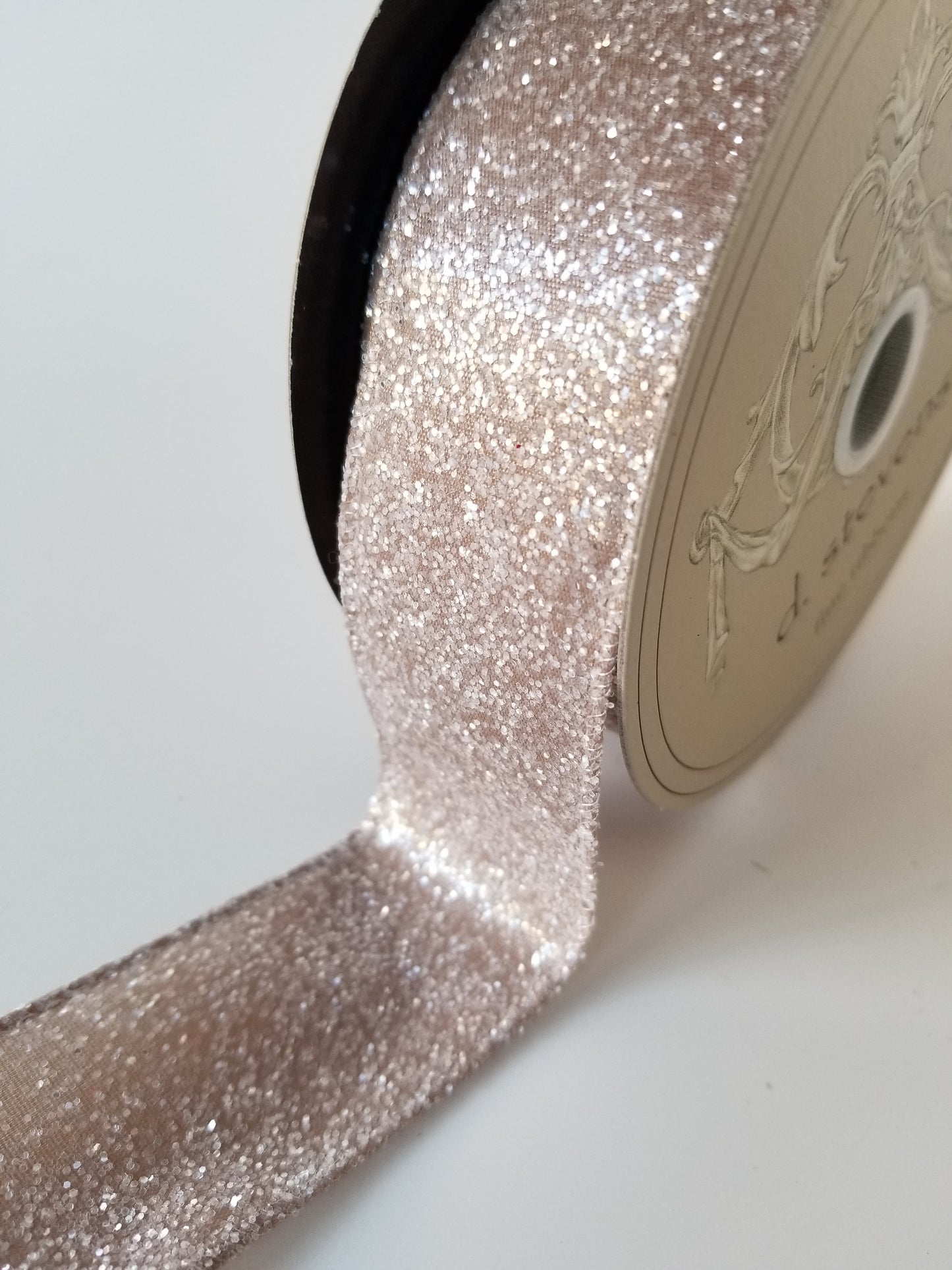 1.5" Taupe Frosted Glitter DESIGNER Ribbon - Designer DIY