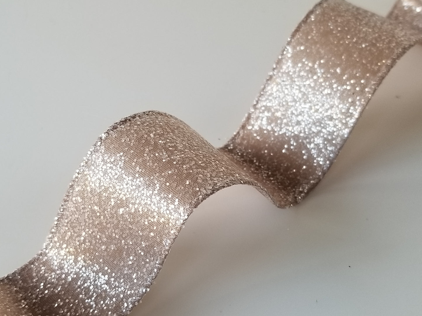 1.5" Taupe Frosted Glitter DESIGNER Ribbon - Designer DIY