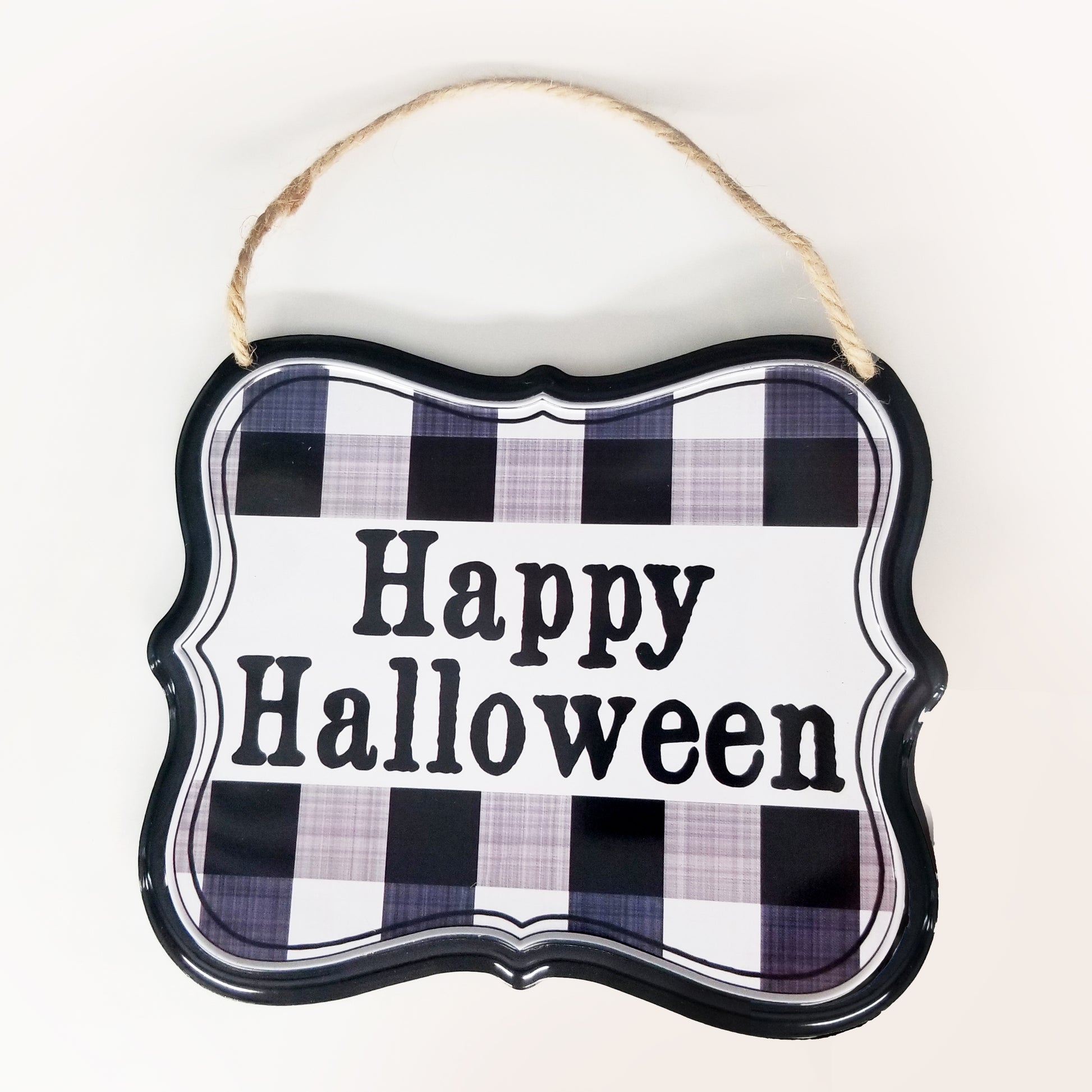 Happy Halloween Tin Sign | Black & White - Designer DIY