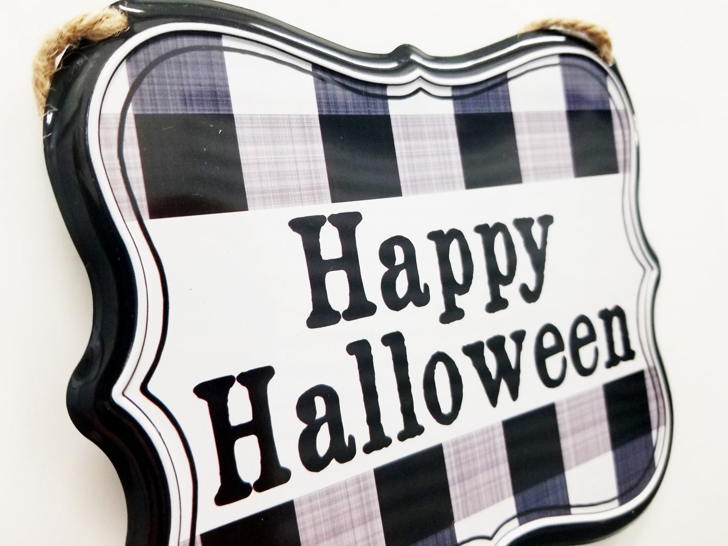 Happy Halloween Tin Sign | Black & White - Designer DIY