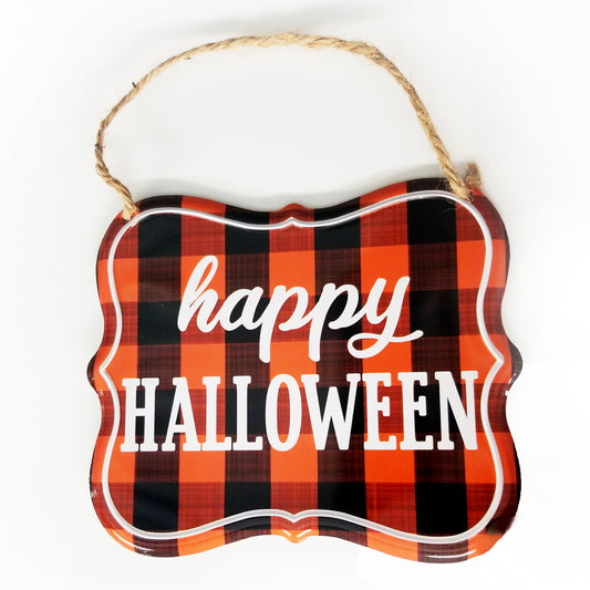 Happy Halloween Tin Sign | Orange & Black - Designer DIY