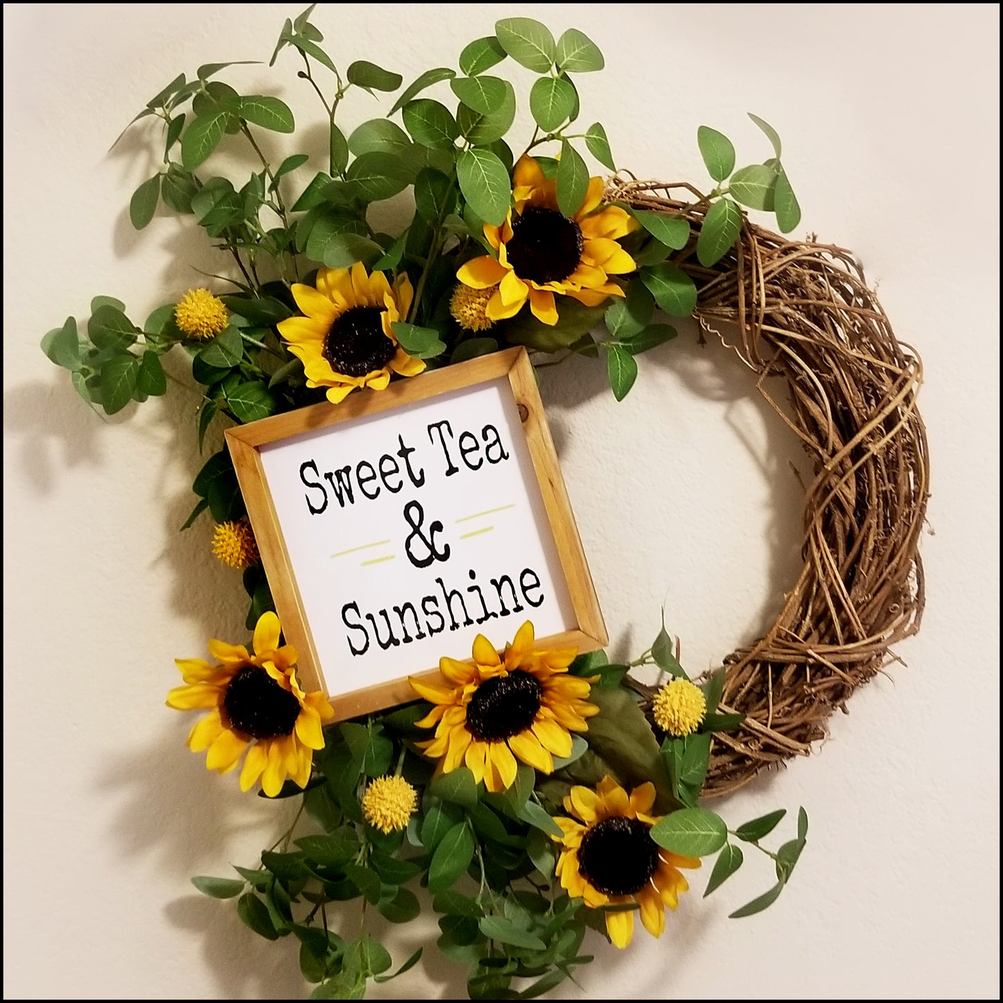 Sweet Tea & Sunshine | Sunflower Grapevine Wreath - Designer DIY