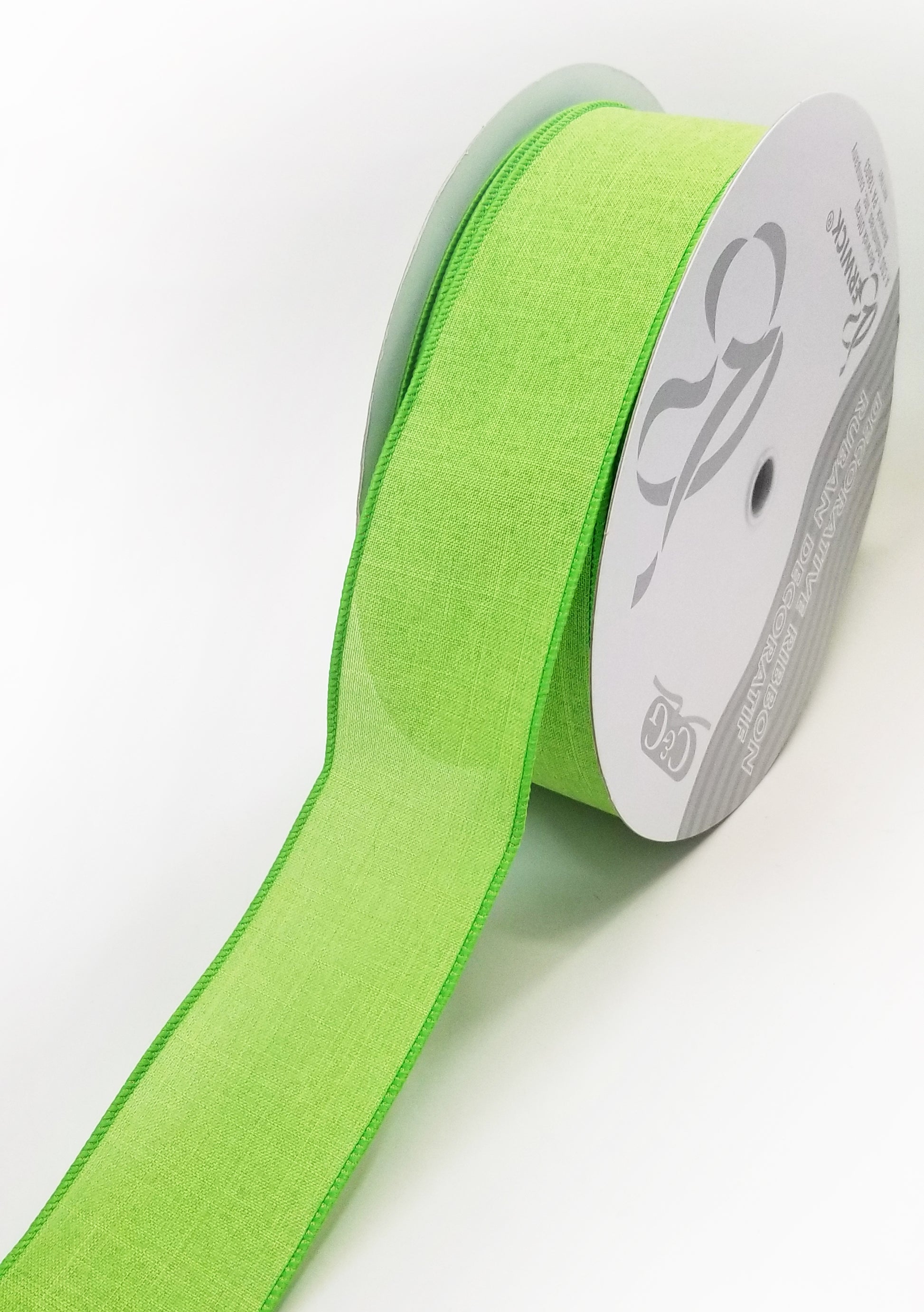 1.5 inch Wired Lime Green Double Faced Satin Ribbon - 5 Yards – Perpetual  Ribbons