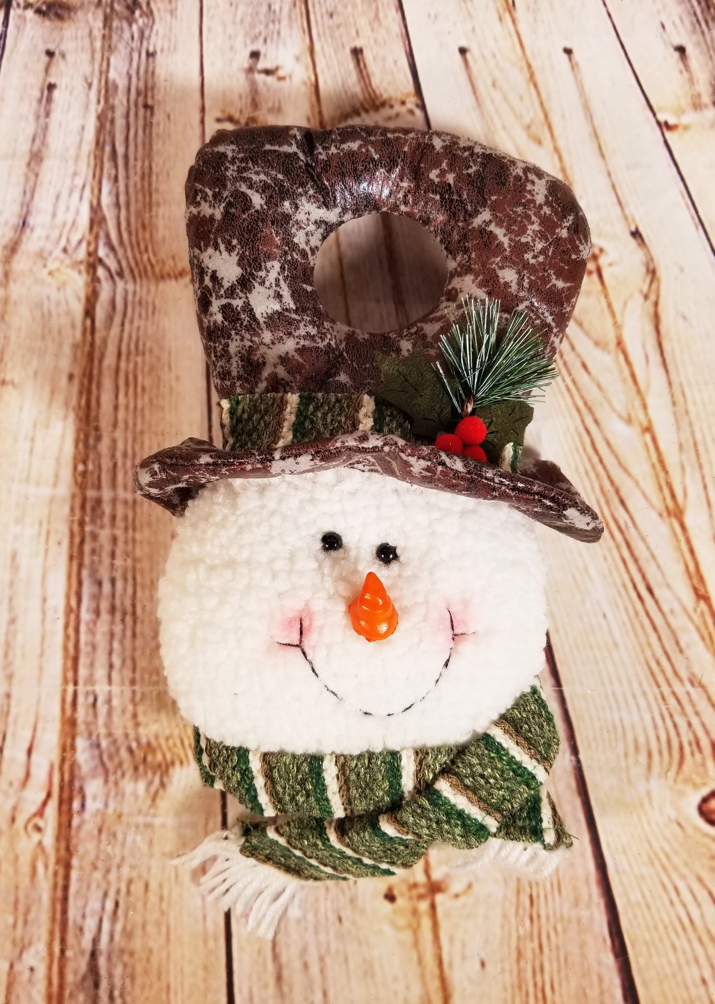 Snowman Doorknob Hanger | Brown Faux Leather - Designer DIY