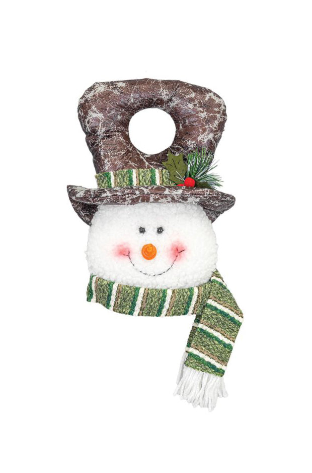 Snowman Doorknob Hanger | Brown Faux Leather - Designer DIY