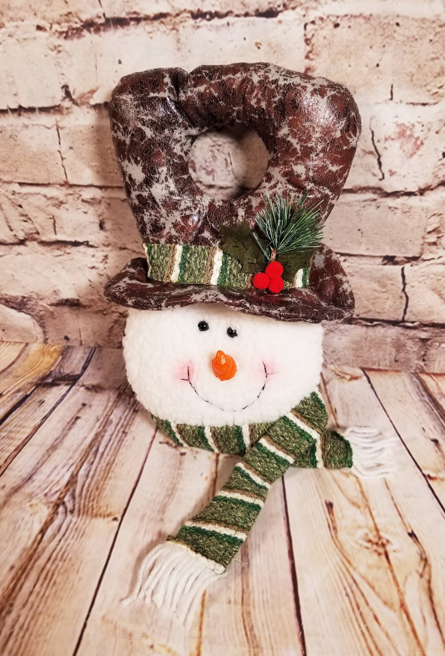 Snowman Doorknob Hanger | Brown Faux Leather - Designer DIY