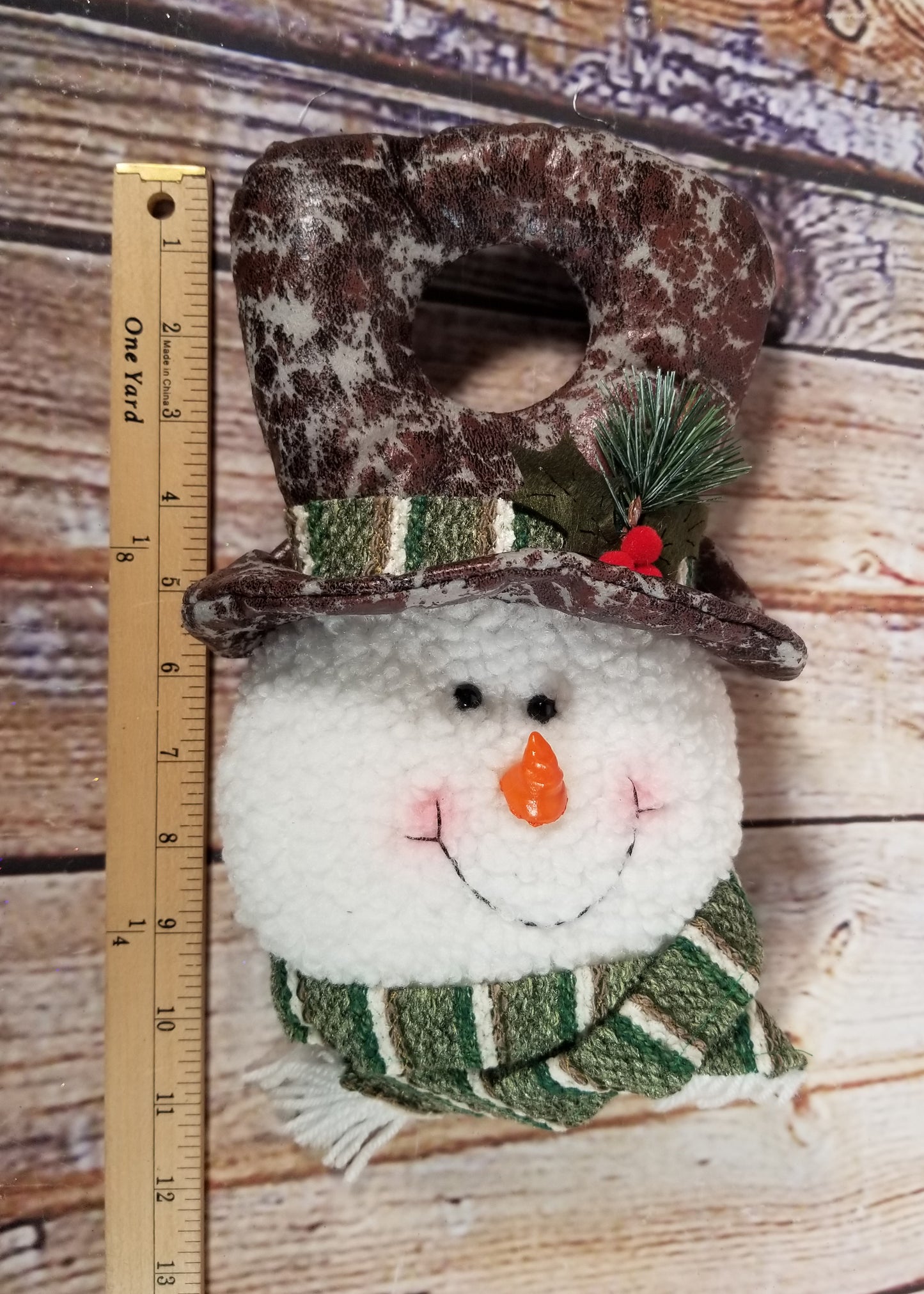 Snowman Doorknob Hanger | Brown Faux Leather - Designer DIY