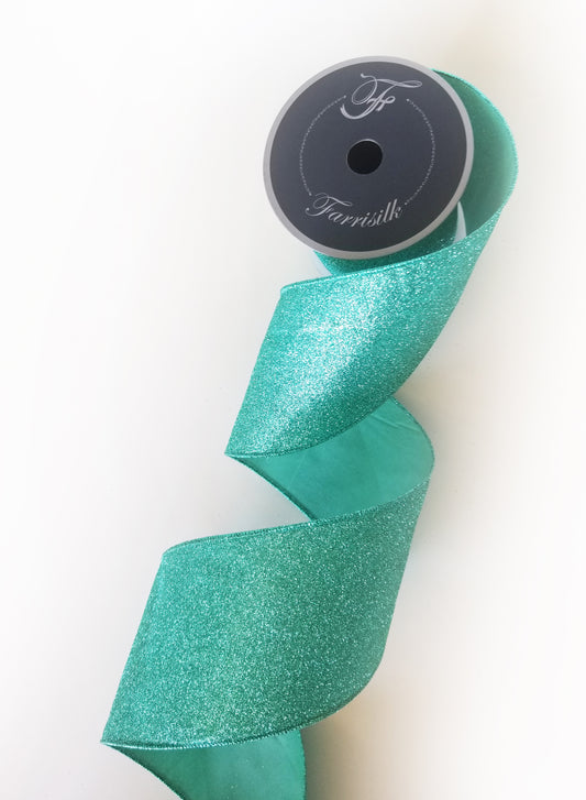 4" Turquoise Glitter DESIGNER Ribbon - Designer DIY
