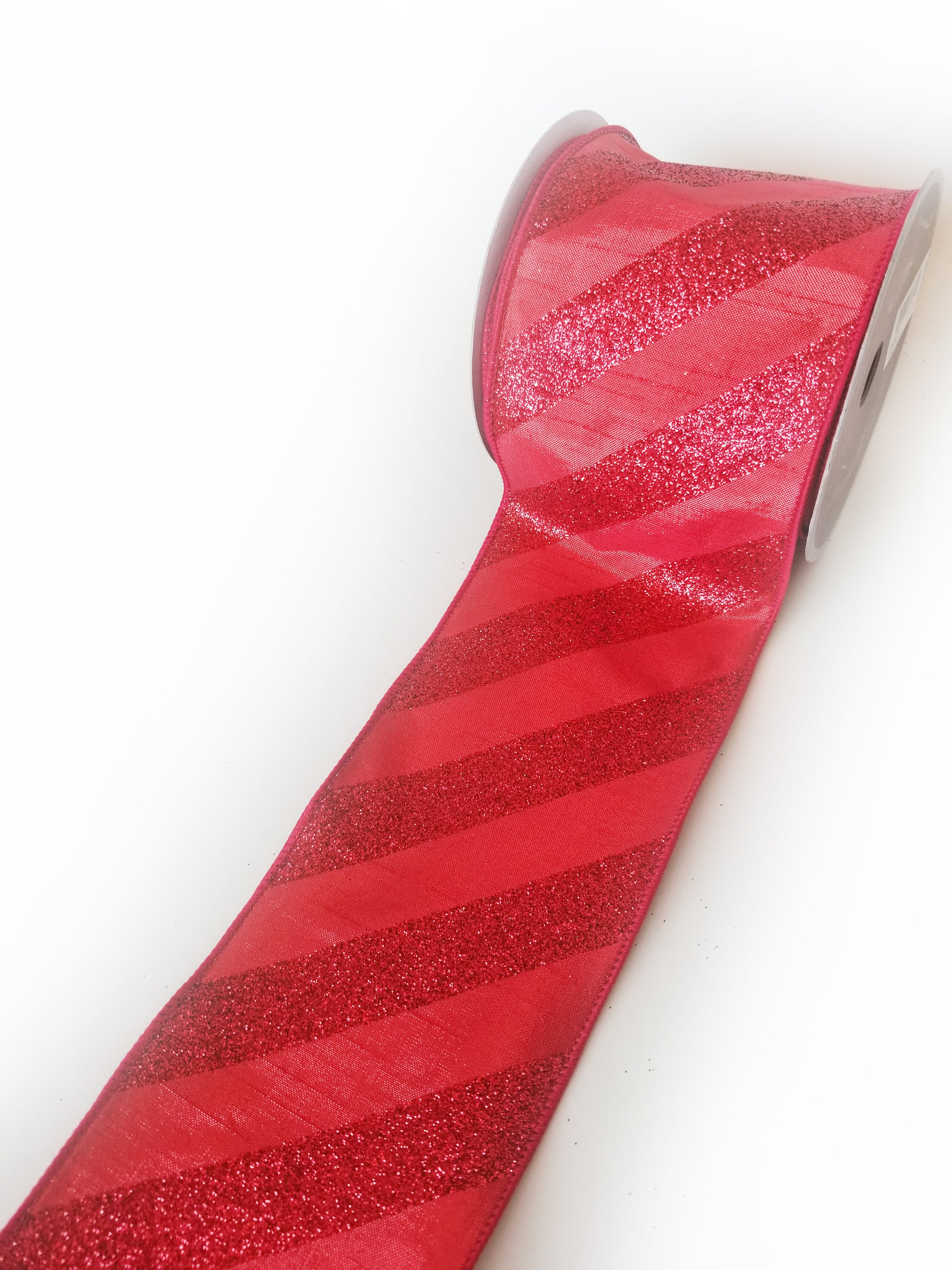 4" Red Glitter Stripe DESIGNER Ribbon - Designer DIY