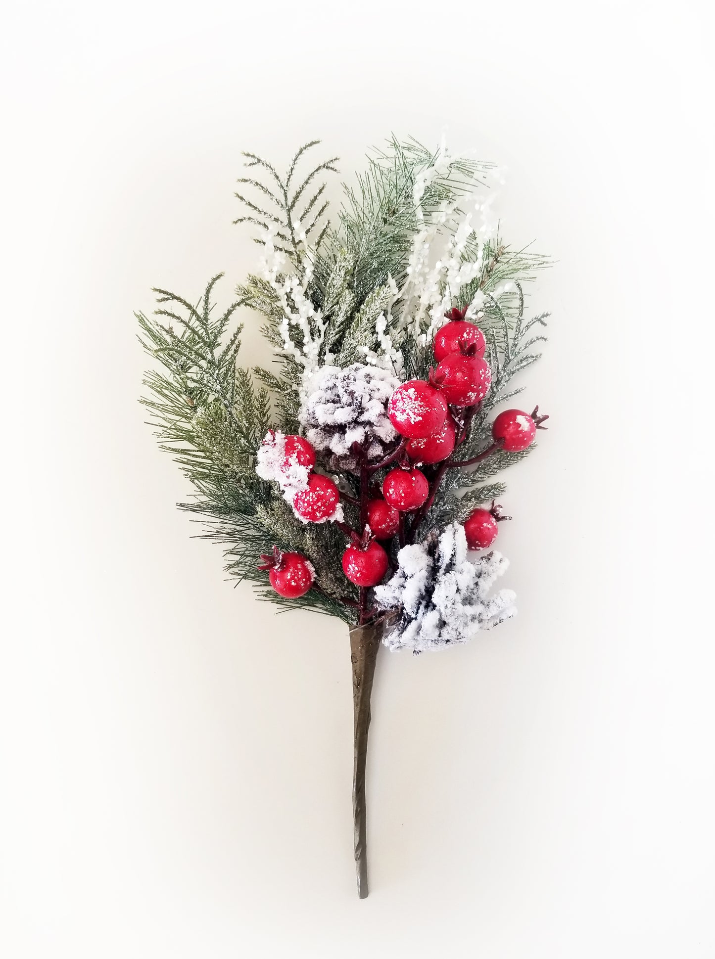 Flocked Pine and Red Berry Pick - Designer DIY