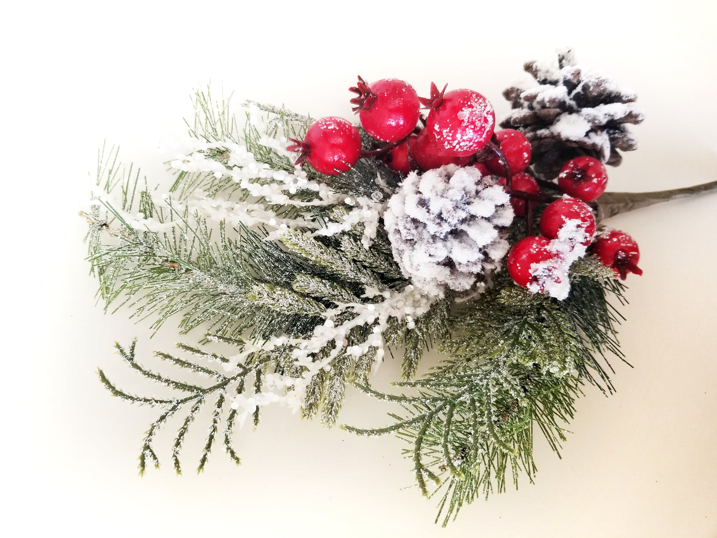 Flocked Pine and Red Berry Pick - Designer DIY