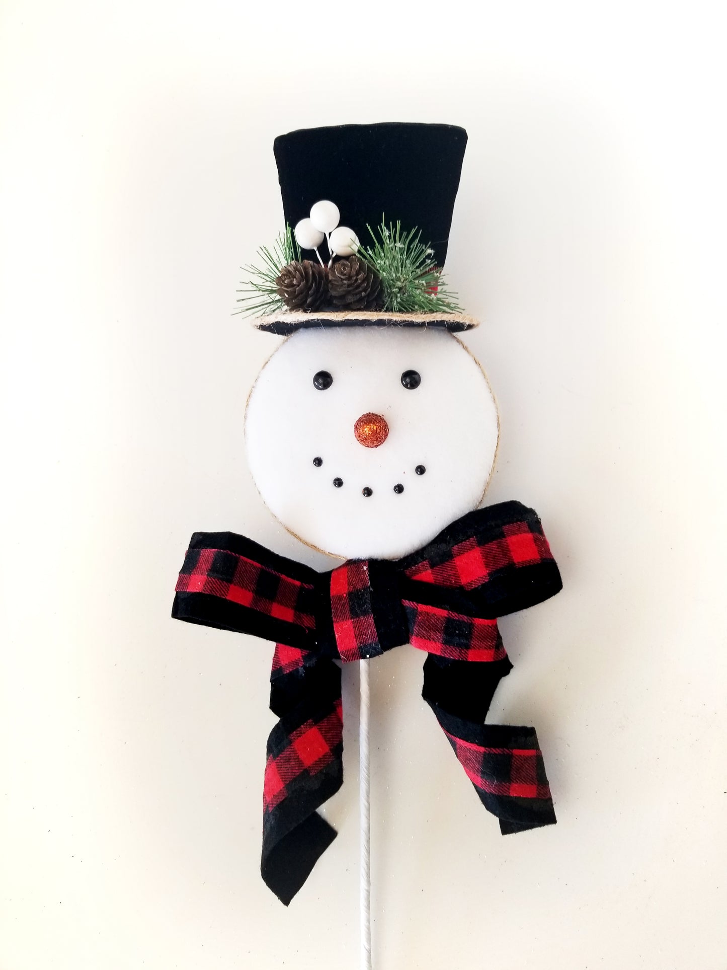 Plaid Snowman Pick | Black & Red - Designer DIY