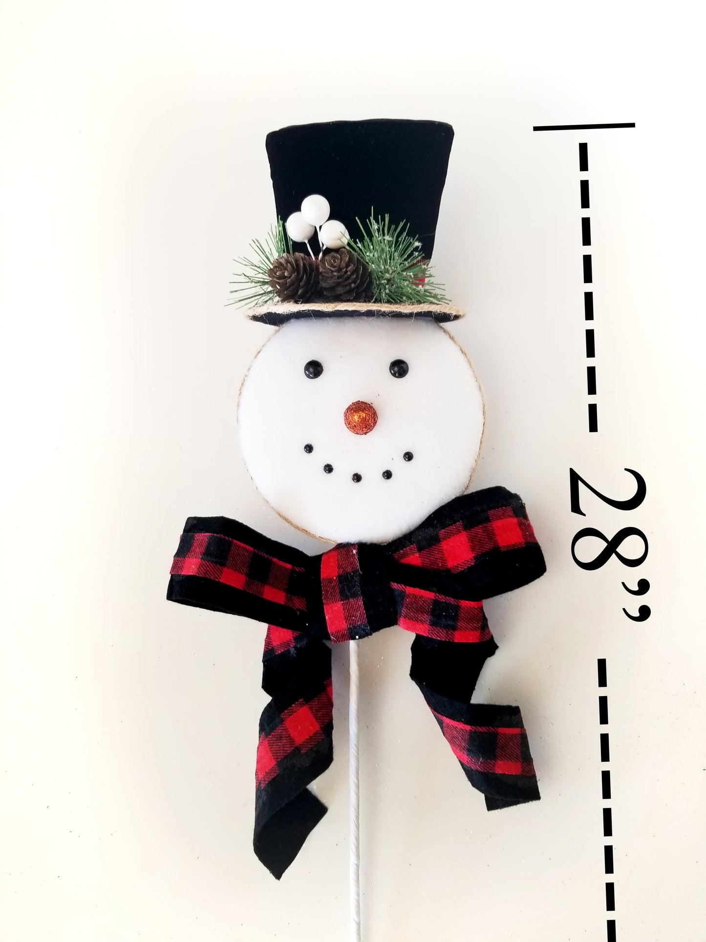 Plaid Snowman Pick | Black & Red - Designer DIY