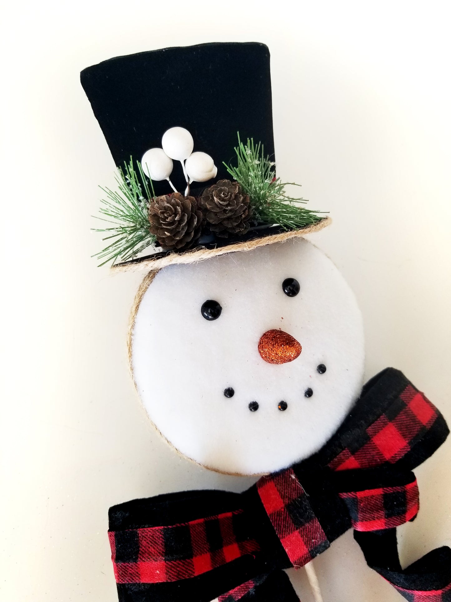 Plaid Snowman Pick | Black & Red - Designer DIY