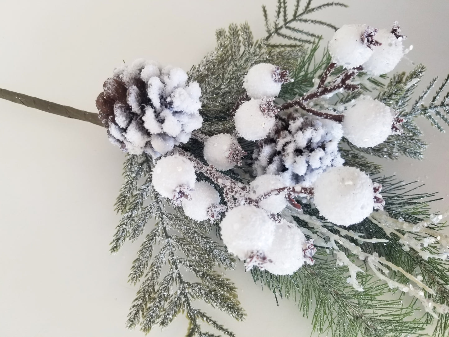 Flocked Pine Berry Pick - Designer DIY