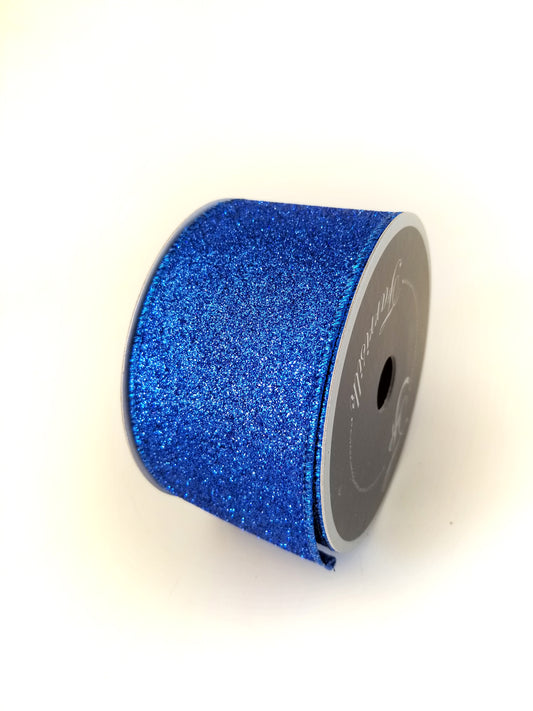 2.5" Royal Blue Glitter DESIGNER Ribbon - Designer DIY