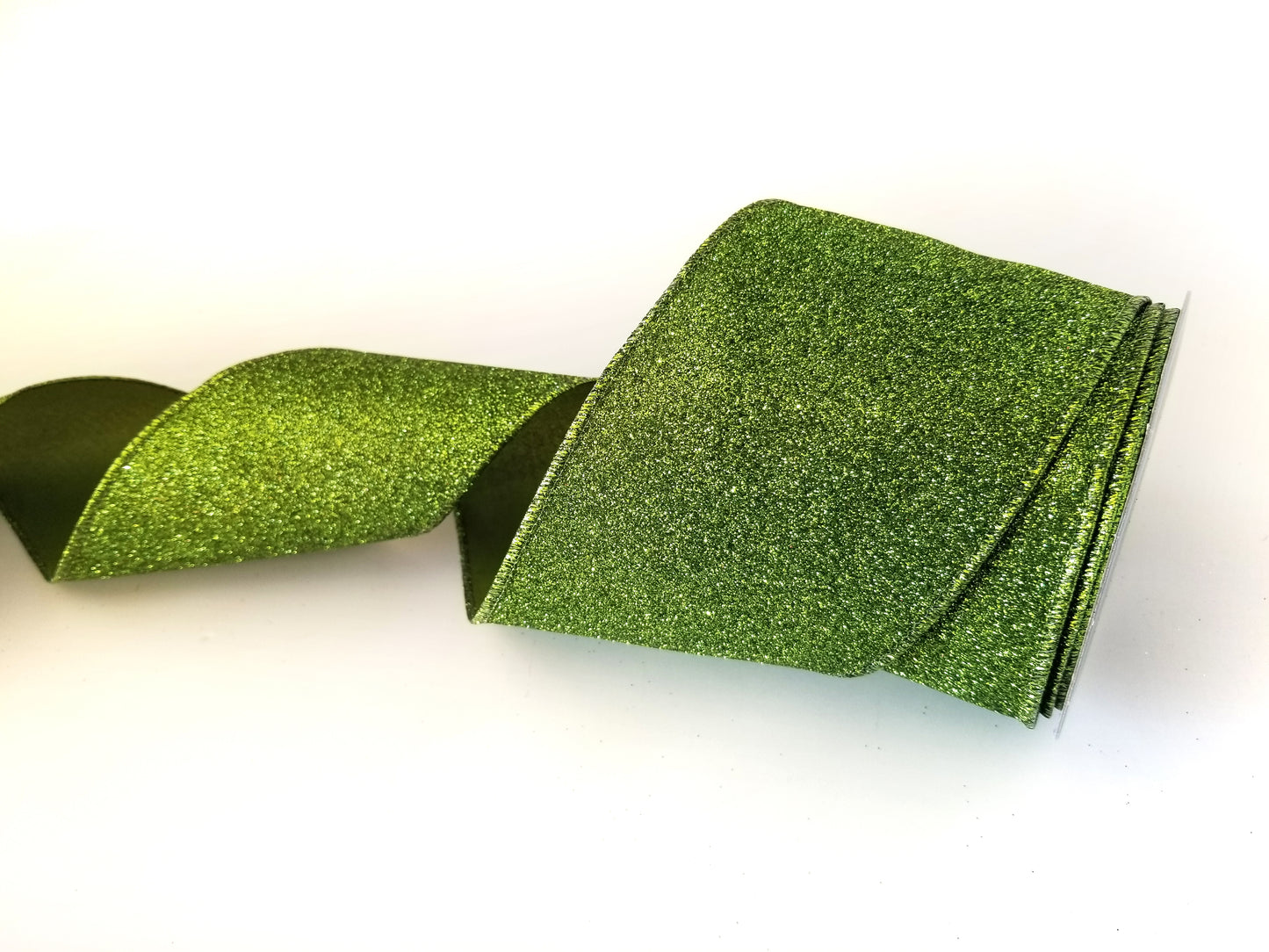 4" Moss Green Glitter DESIGNER Ribbon - Designer DIY