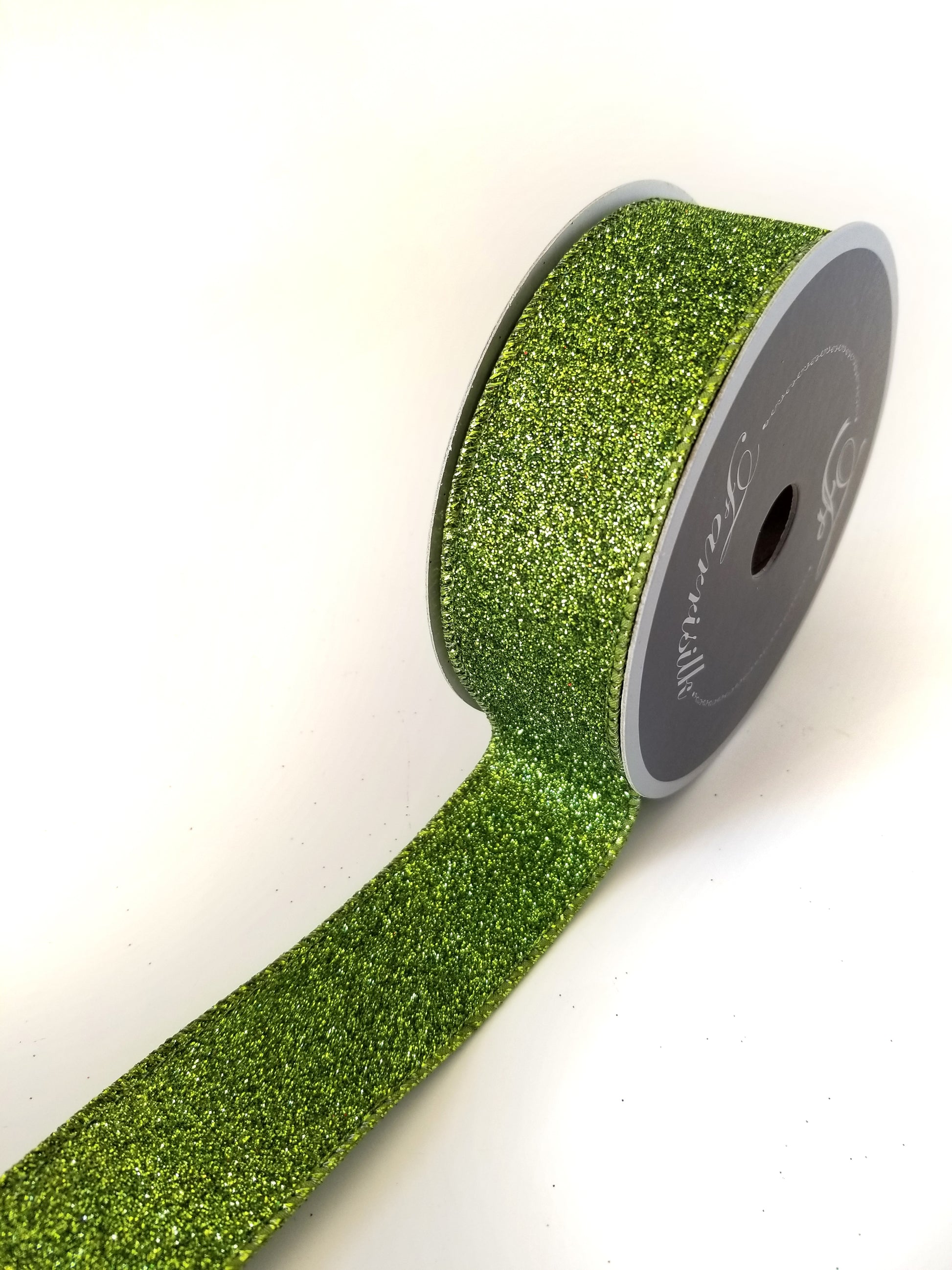 1.5" Moss Green Glitter DESIGNER Ribbon - Designer DIY