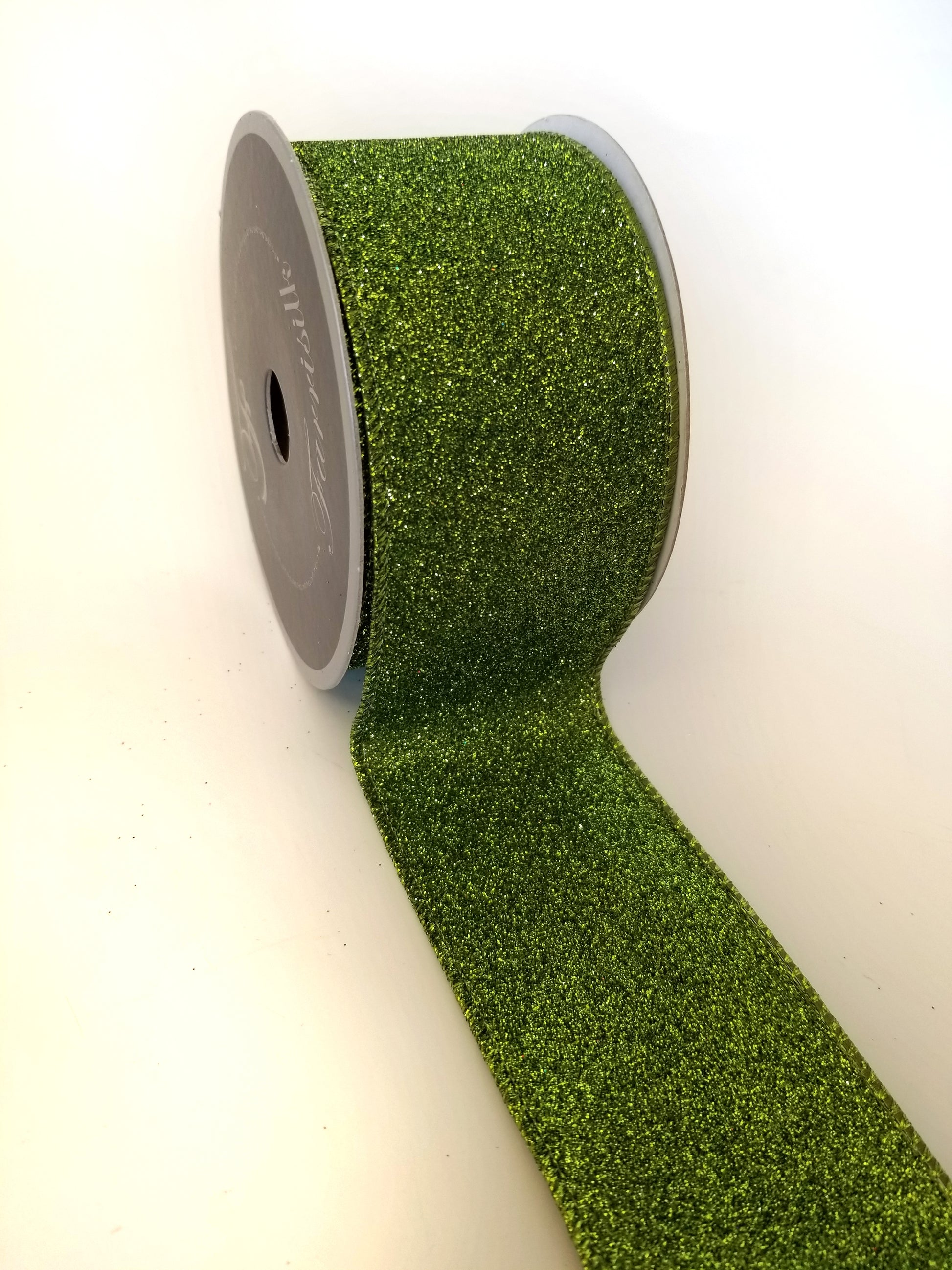 2.5" Moss Green Glitter DESIGNER Ribbon - Designer DIY
