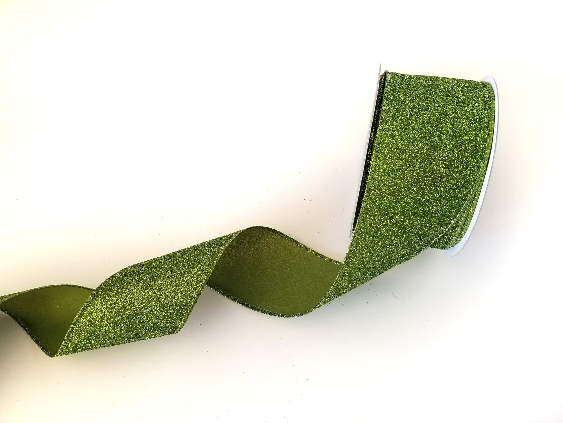 2.5" Moss Green Glitter DESIGNER Ribbon - Designer DIY