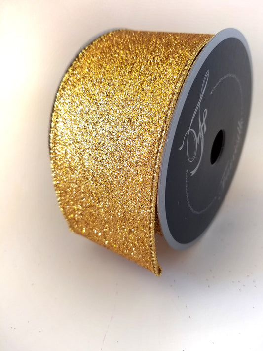 2.5" Gold Glitter DESIGNER Ribbon - Designer DIY