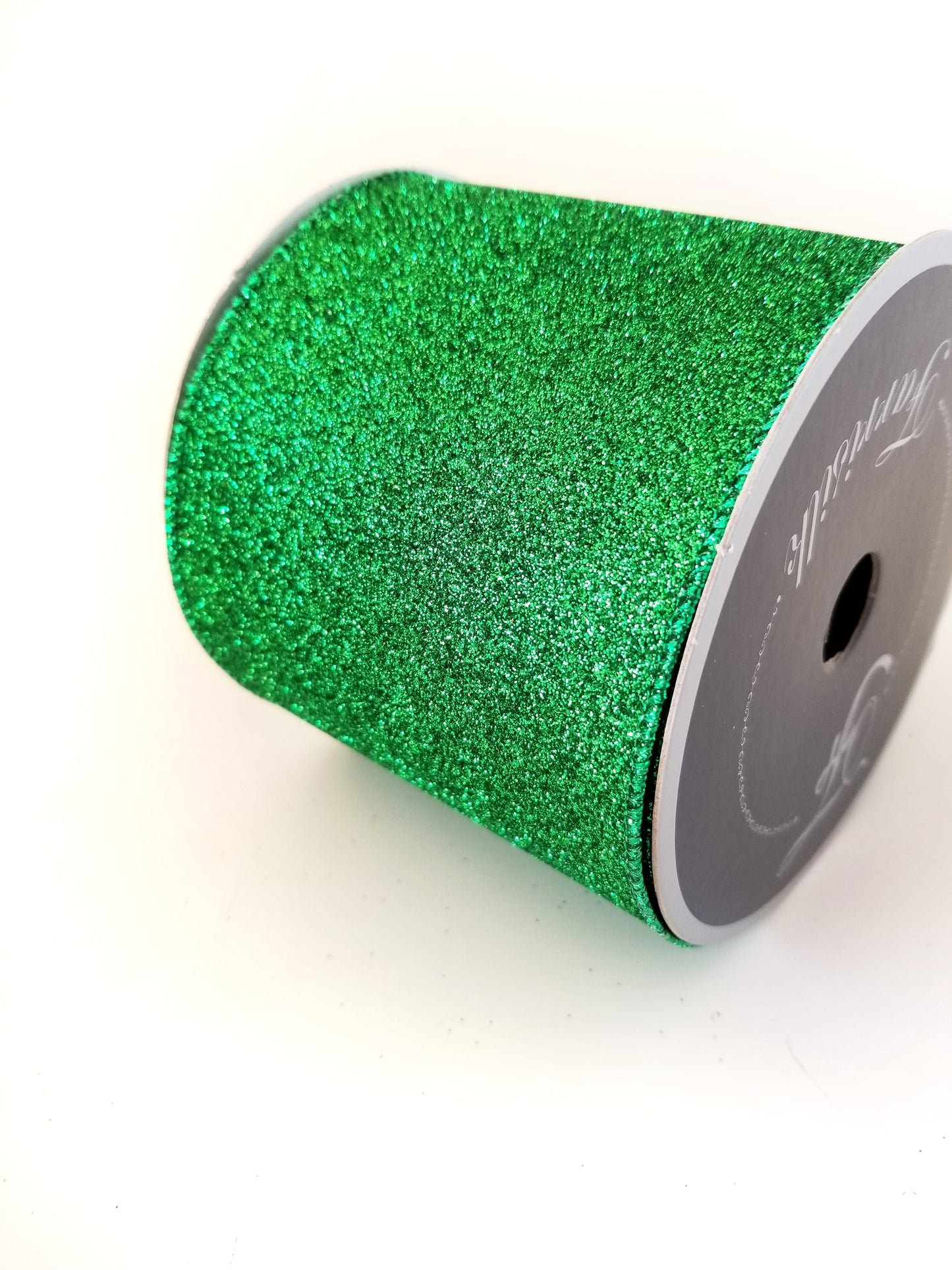 4" Emerald Green Glitter DESIGNER Ribbon - Designer DIY