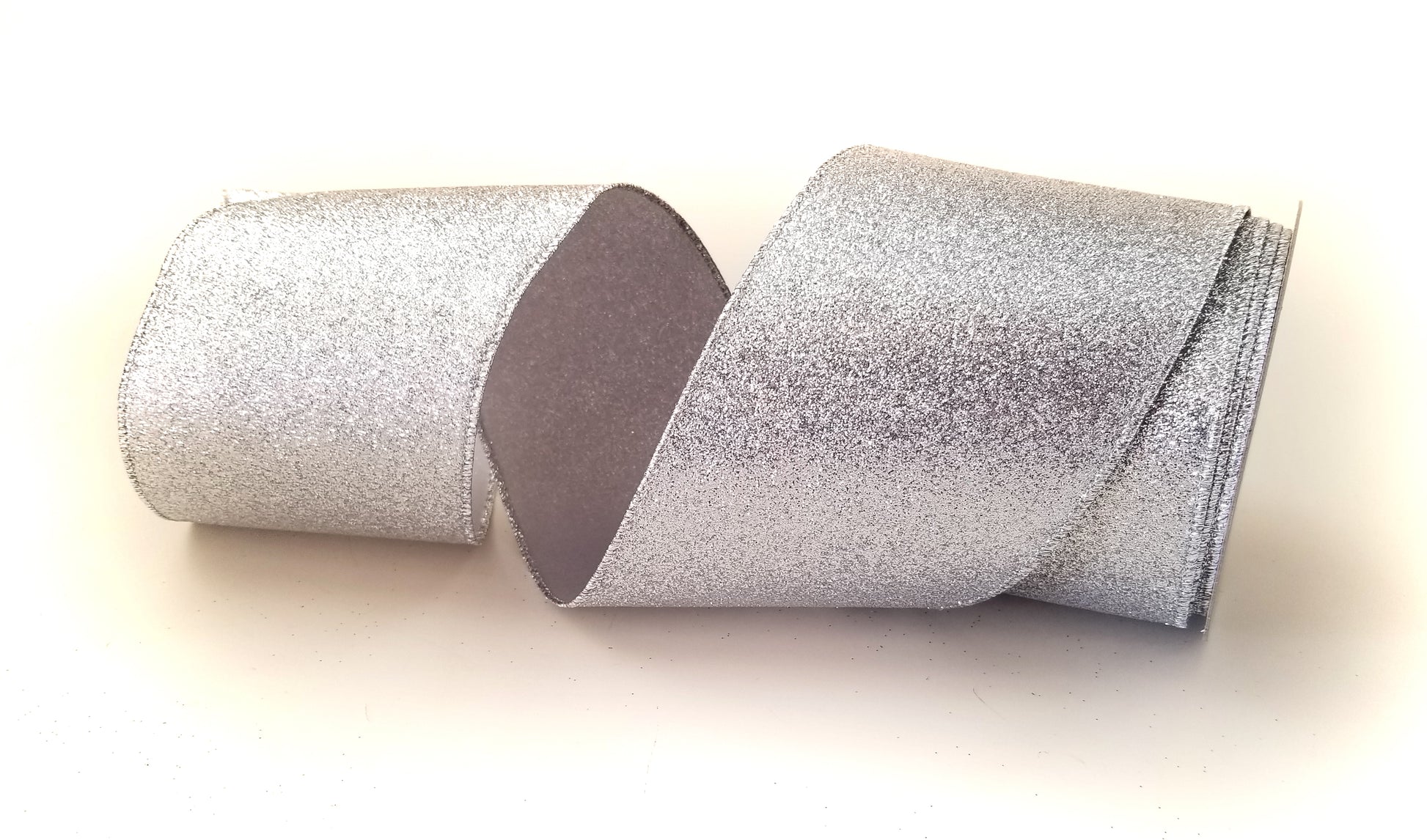 4" Silver Glitter DESIGNER Ribbon - Designer DIY