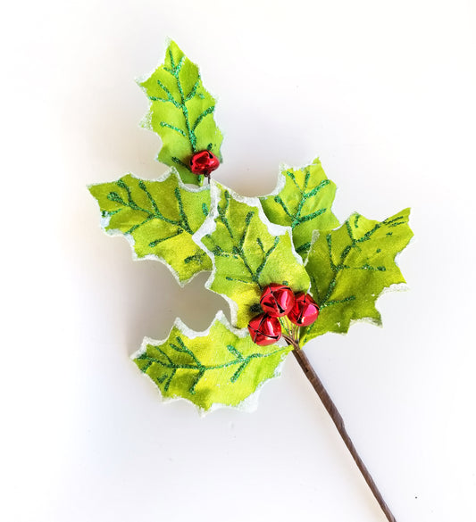 Velvet Holly Leaf Pick - Designer DIY