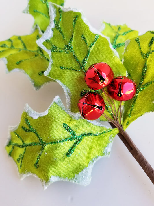 Velvet Holly Leaf Pick - Designer DIY