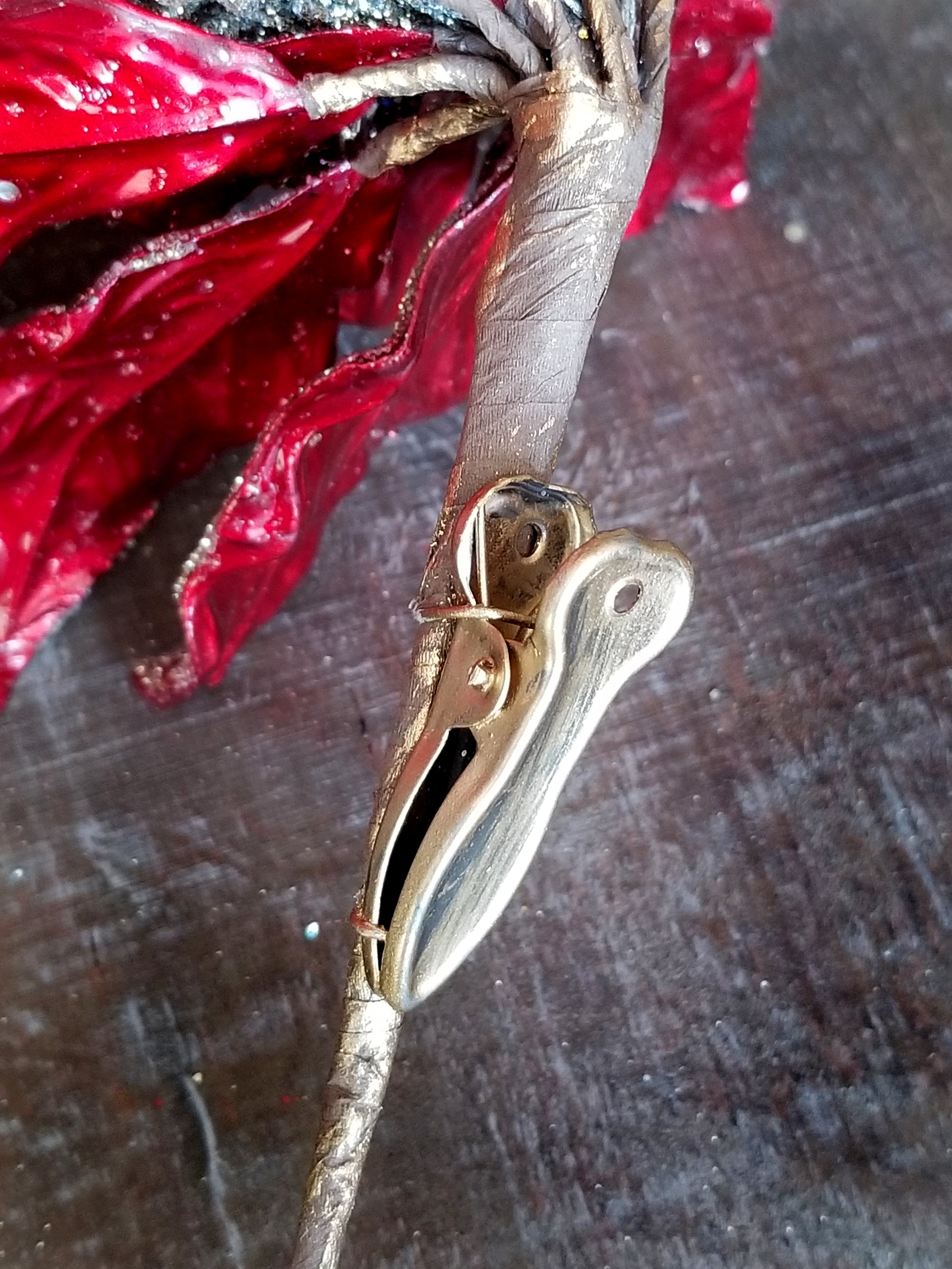Red & Gold Crystal Poinsettia Stem - Designer DIY