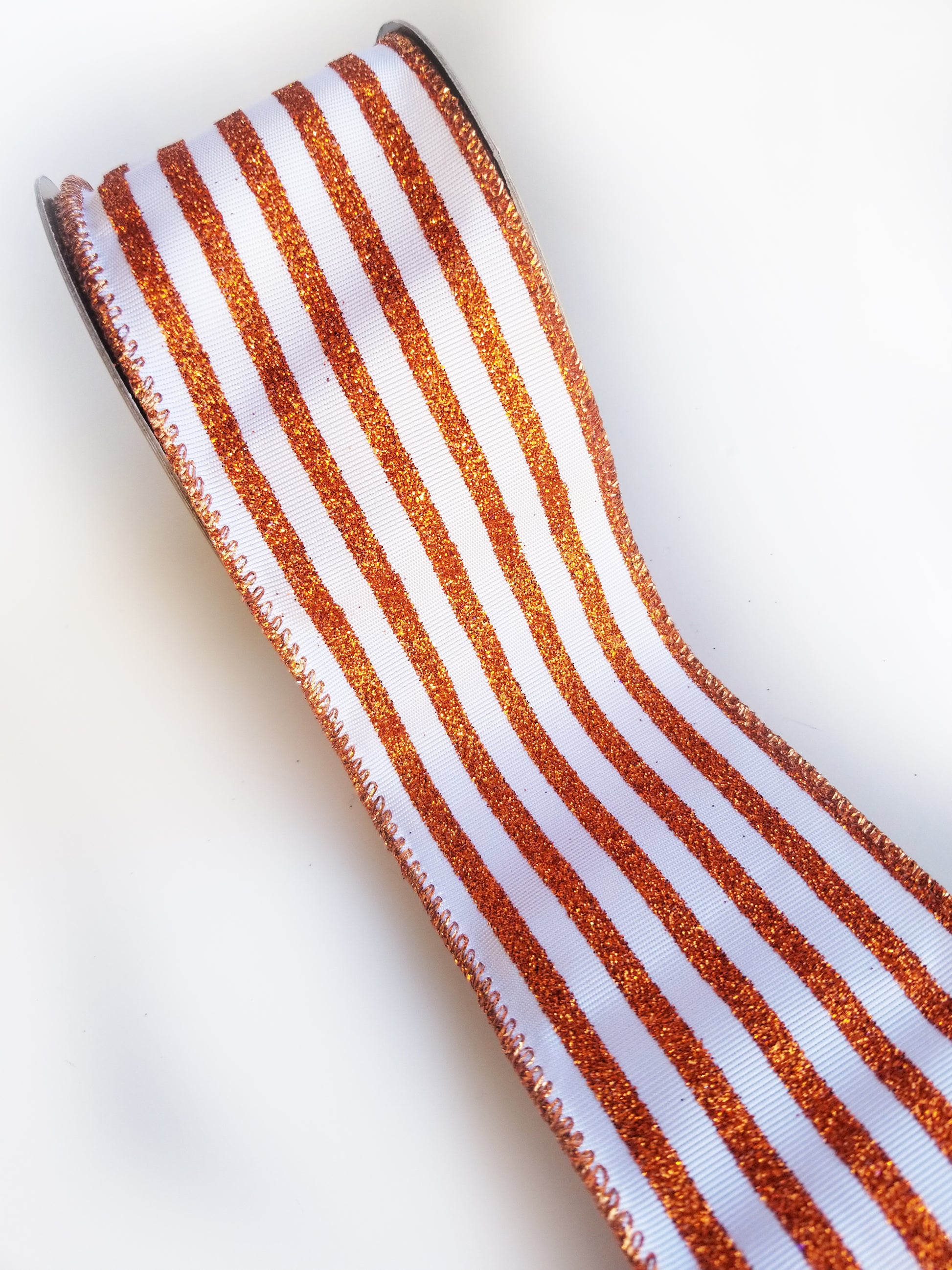 2.5" Orange Glitter Stripe DESIGNER Ribbon - Designer DIY