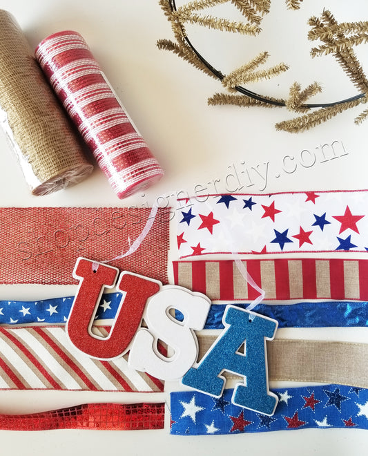 USA Patriotic DIY Wreath Kit - Designer DIY