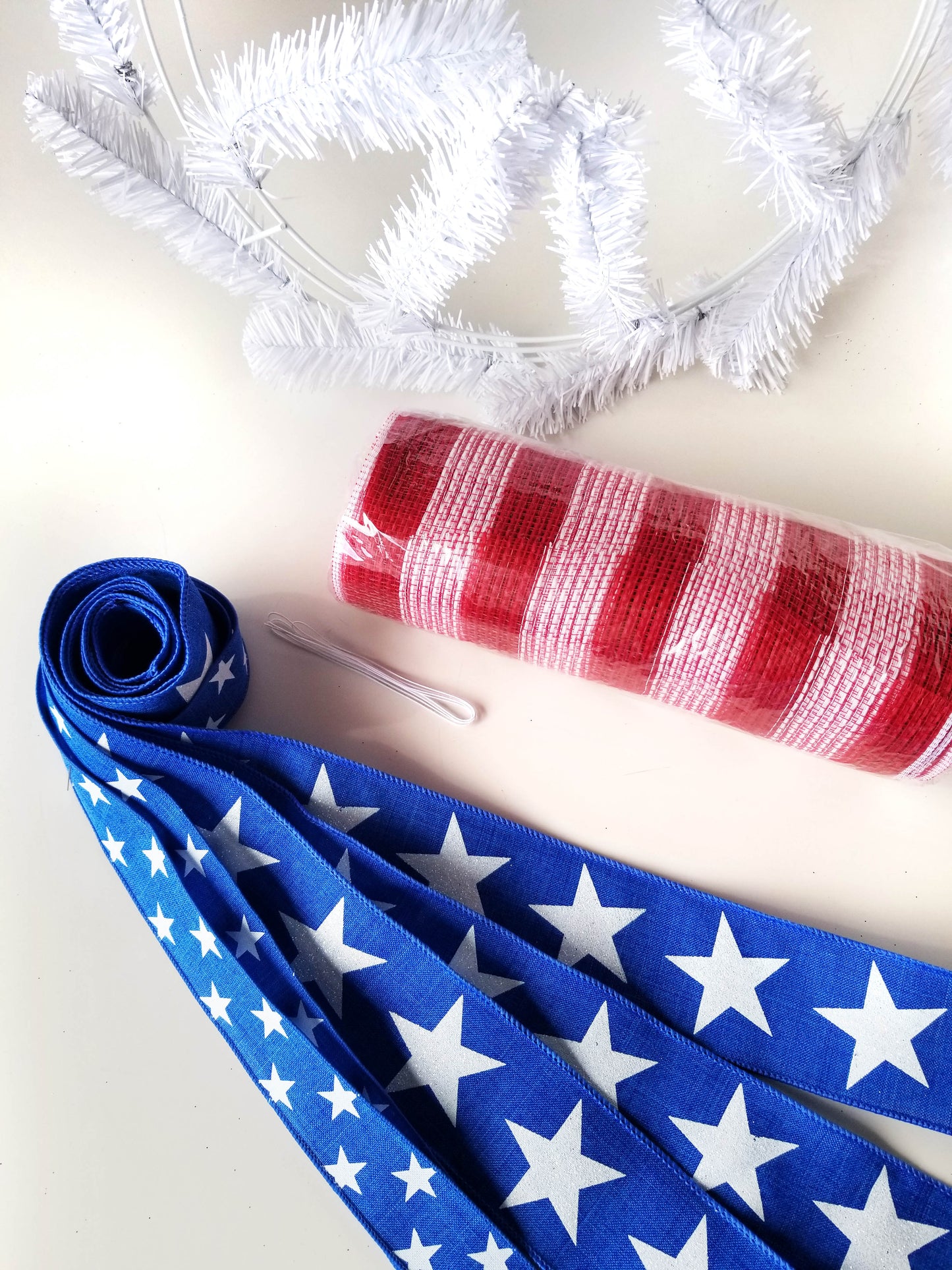 American Flag DIY Wreath Kit | Royal, Red, White - Designer DIY